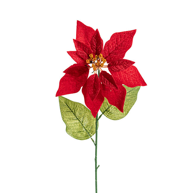 Artificial Christmas Poinsettia Flower Stem Red