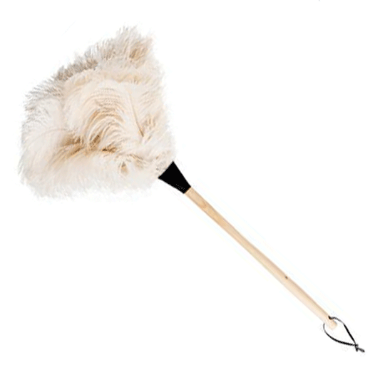 Ostrich Feather Wooden Cleaning Duster EXTRA LARGE Head 70cm White