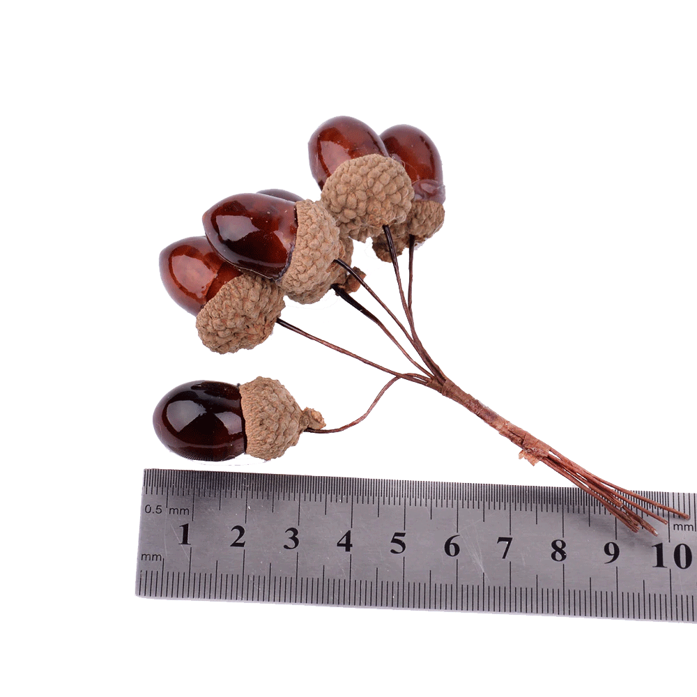 Artificial Christmas Acorn Nut Wired Picks - Brown