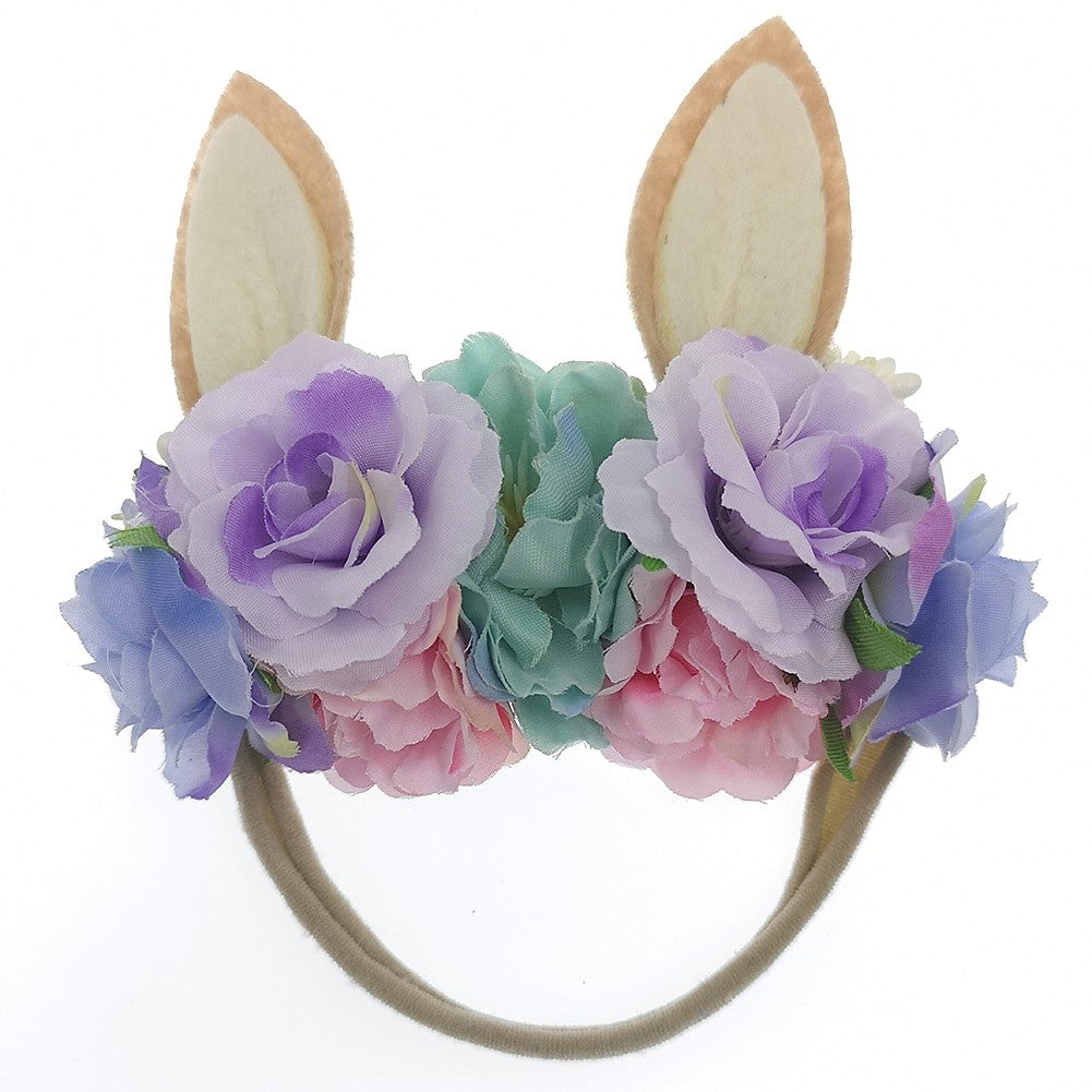 Easter Holiday Bunny Rabbit Floral Baby Girls Headband - Lavender (Style 2)