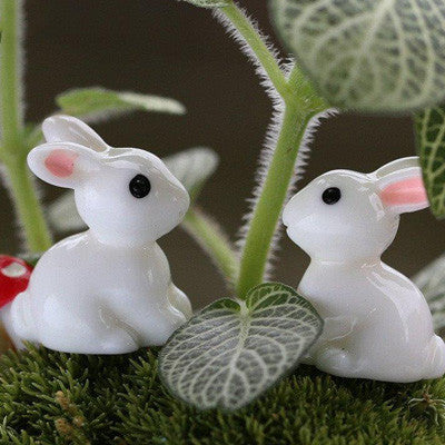 Fairy Garden Terrarium Resin Miniature Rabbit / Bunnies x 2 pcs ((Style 1))