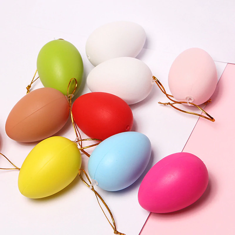 Plastic Easter Egg Ornaments 12 pcs - Rainbow (Style 1)