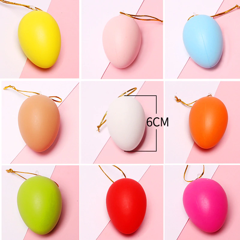Plastic Easter Egg Ornaments 12 pcs - Rainbow (Style 1)