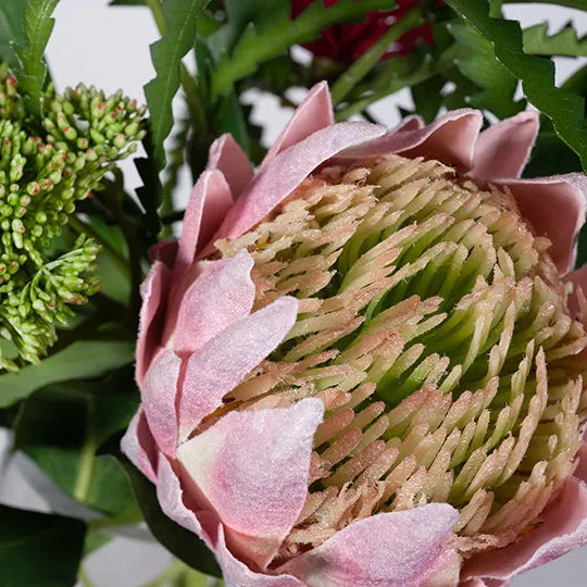 Arrangement Australian Native Banksia Protea Mix in Vase - Fuchsia Pink