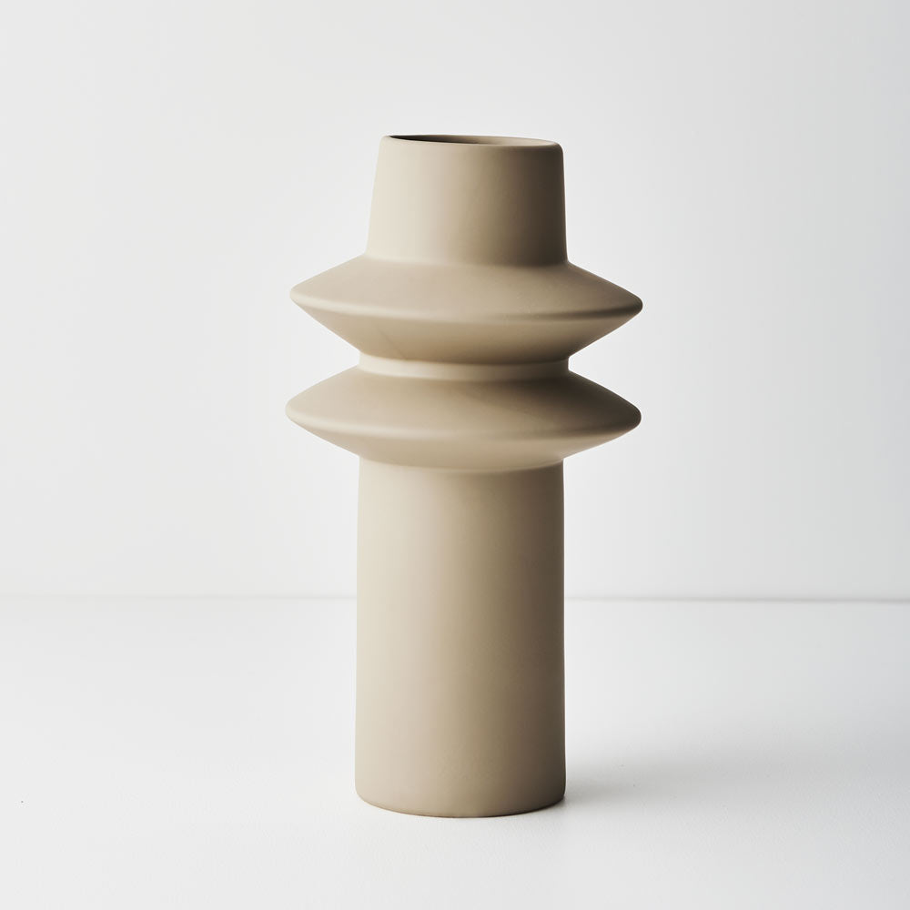 Ceramic Lucena Vase (29.5cmH x 15.5cmD) - Sand