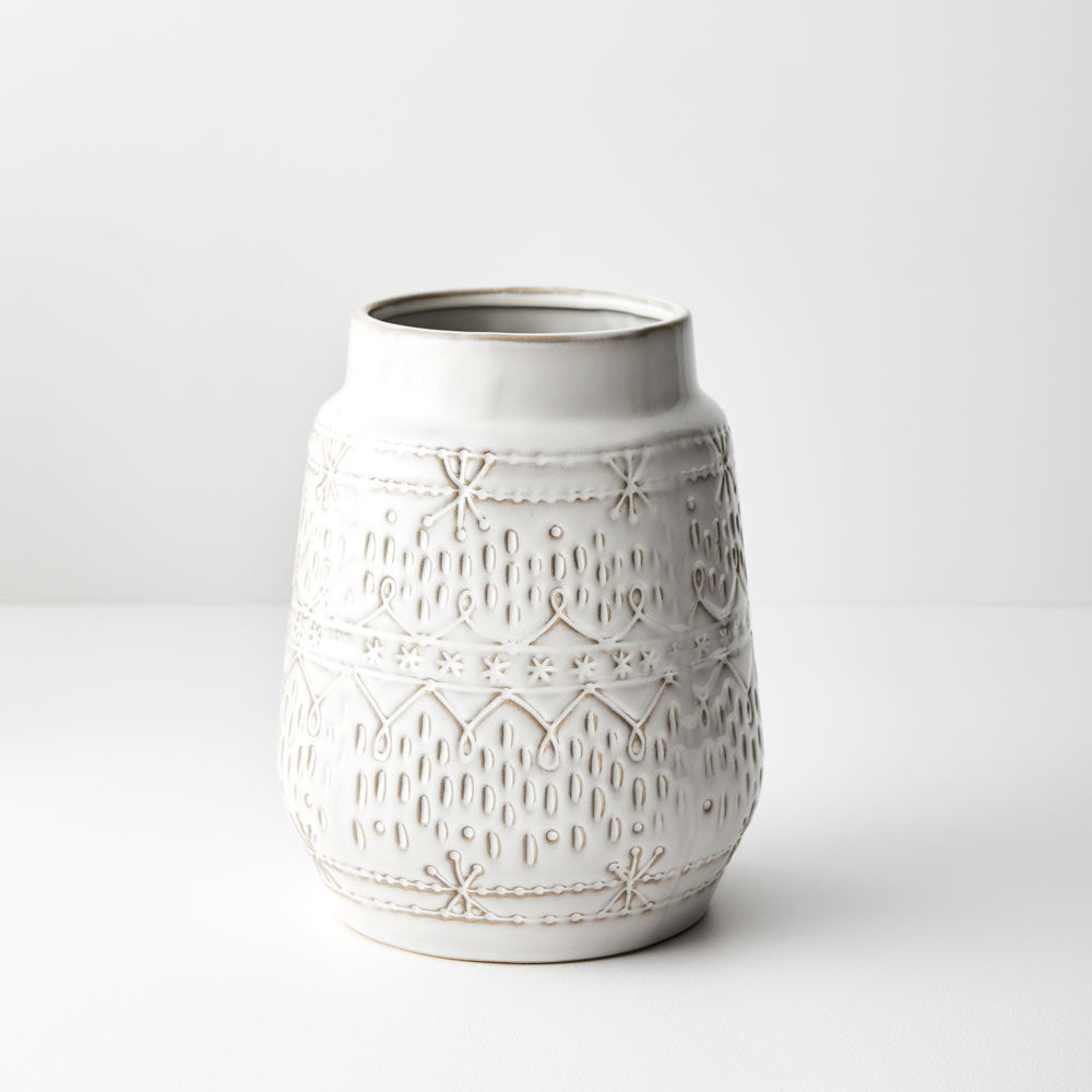 Ceramic Gabriella Vase (23cmH x 18cmD) - White
