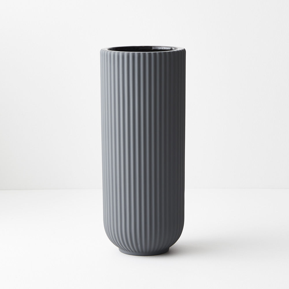 Ceramic Vase Annix (29cmHx12cmD) - Steel
