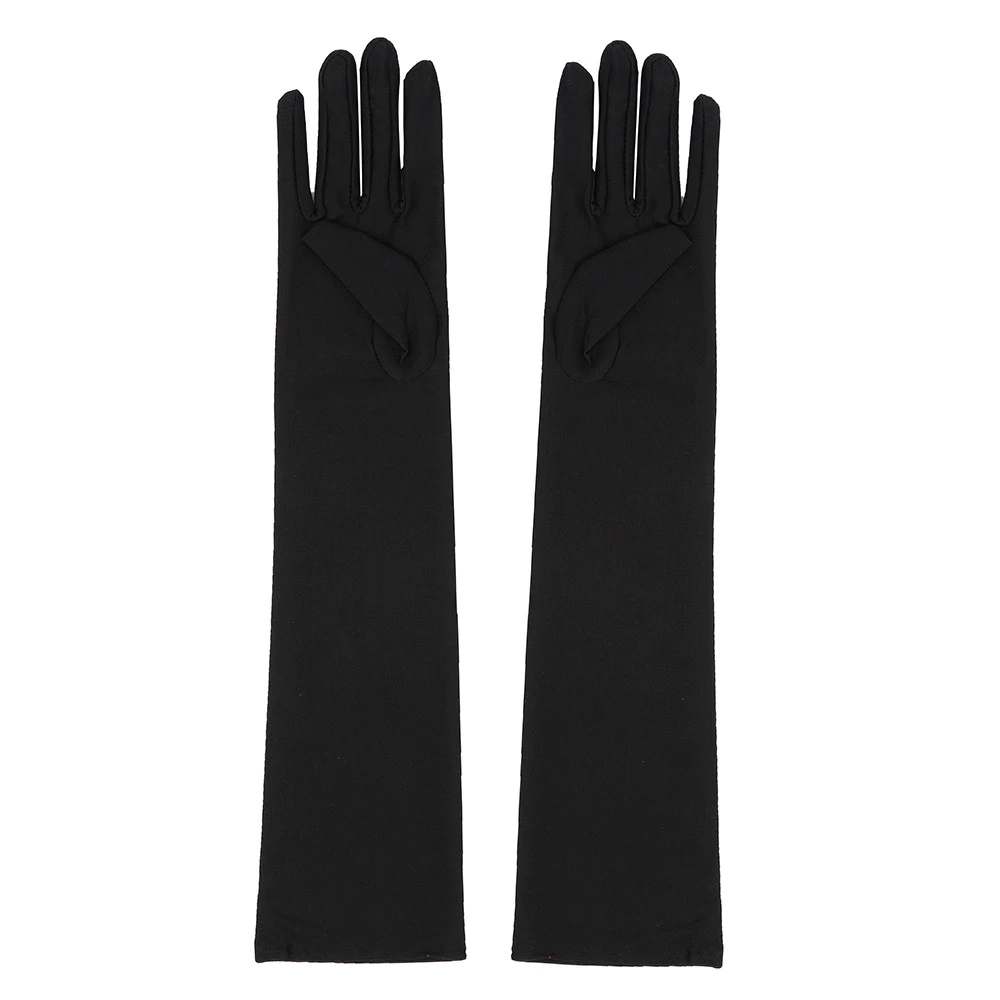 Great Gatsby 1920's Bridal Flapper Long Satin Gloves - Black