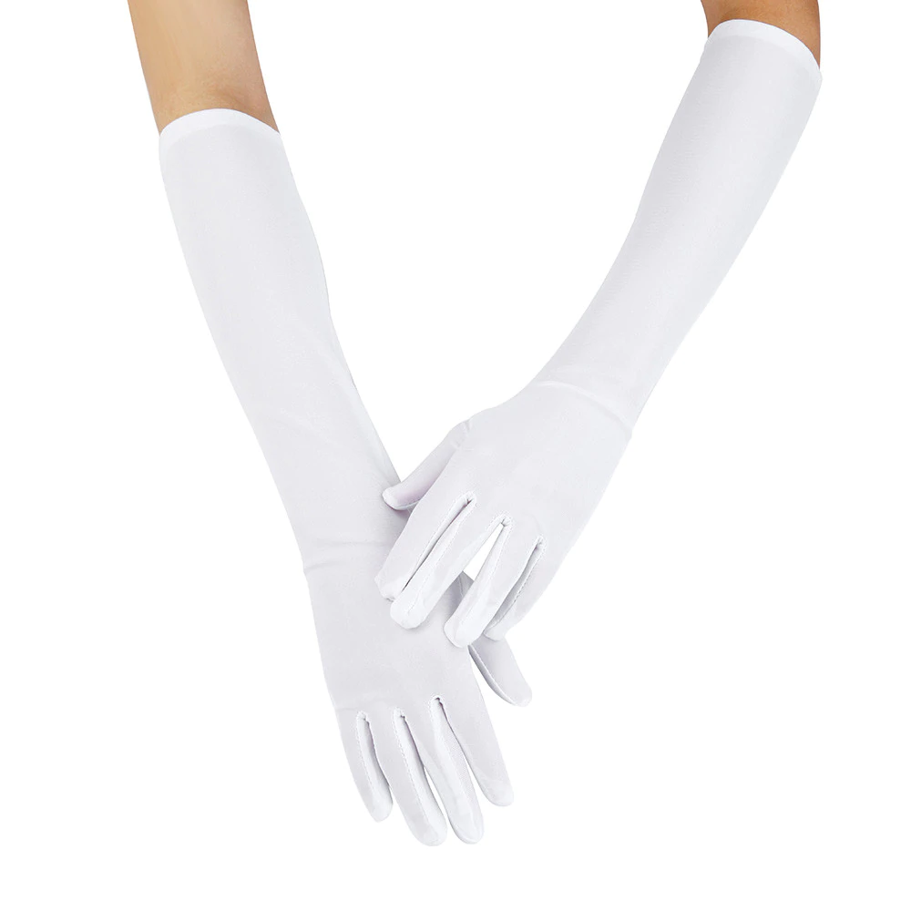 Great Gatsby 1920's Bridal Flapper Long Satin Gloves - White