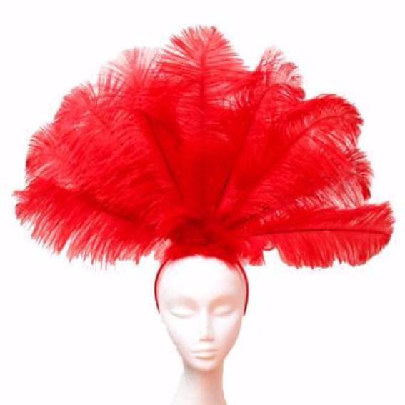 Ostrich Feather Drab Carnival Showgirl Costume Headdress