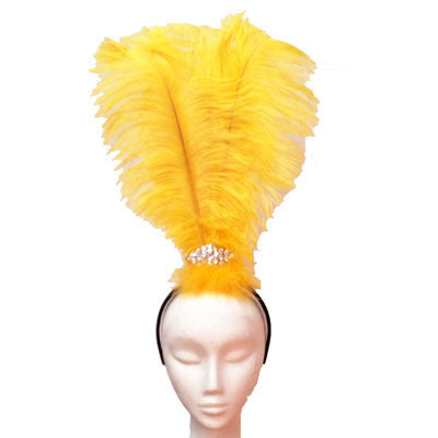 Ostrich Feather Drab Rio Showgirl Costume Headdress