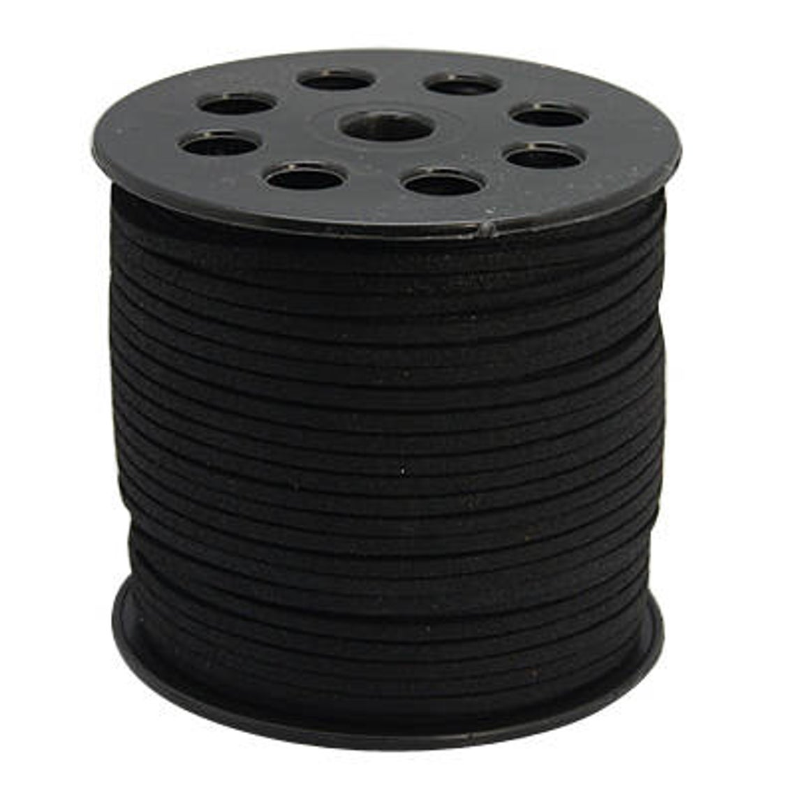 Black Faux Suede Leather Cord SPOOL 90 mtrs -  Black