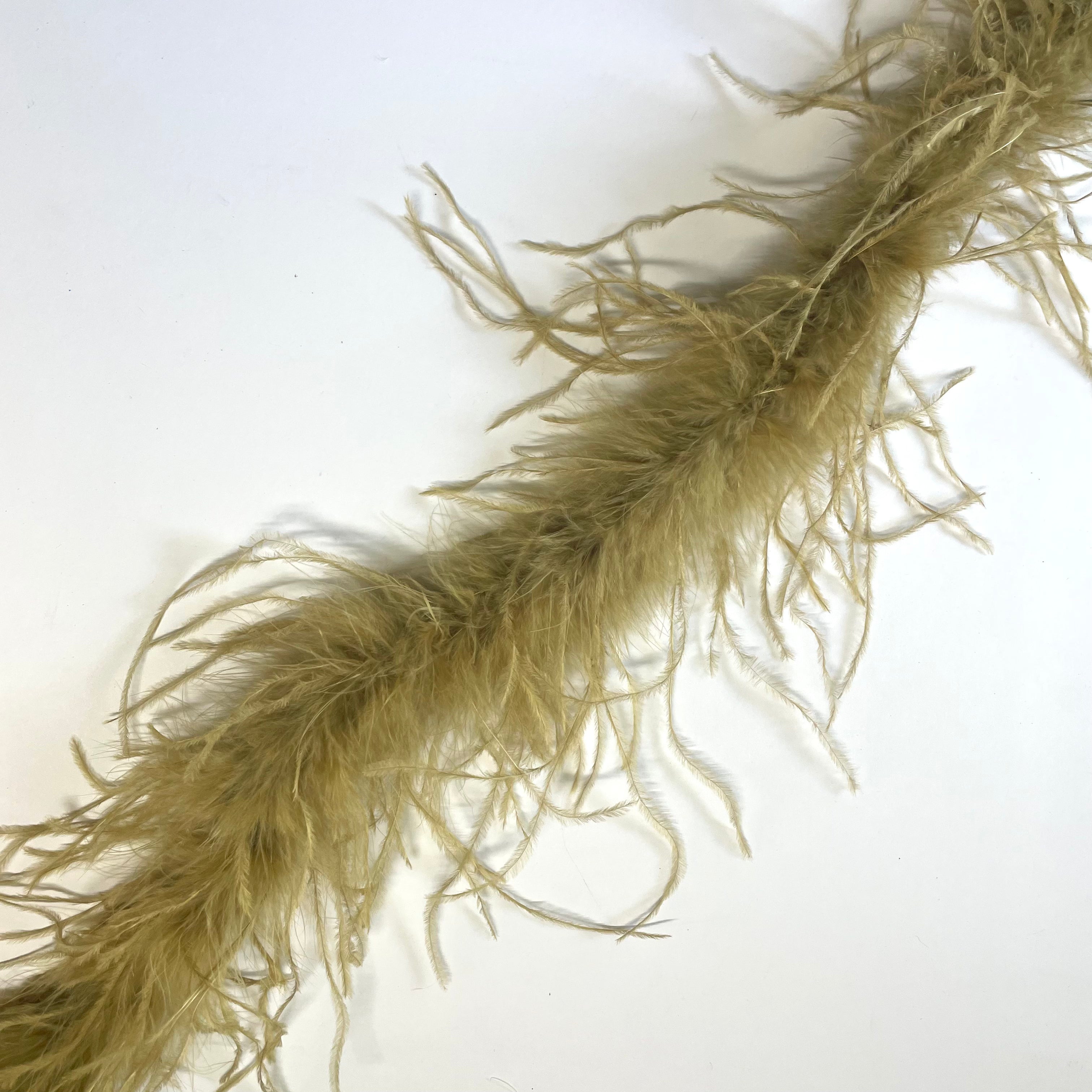 Ostrich & Marabou Feather Boa Trim per 10cm - Gold