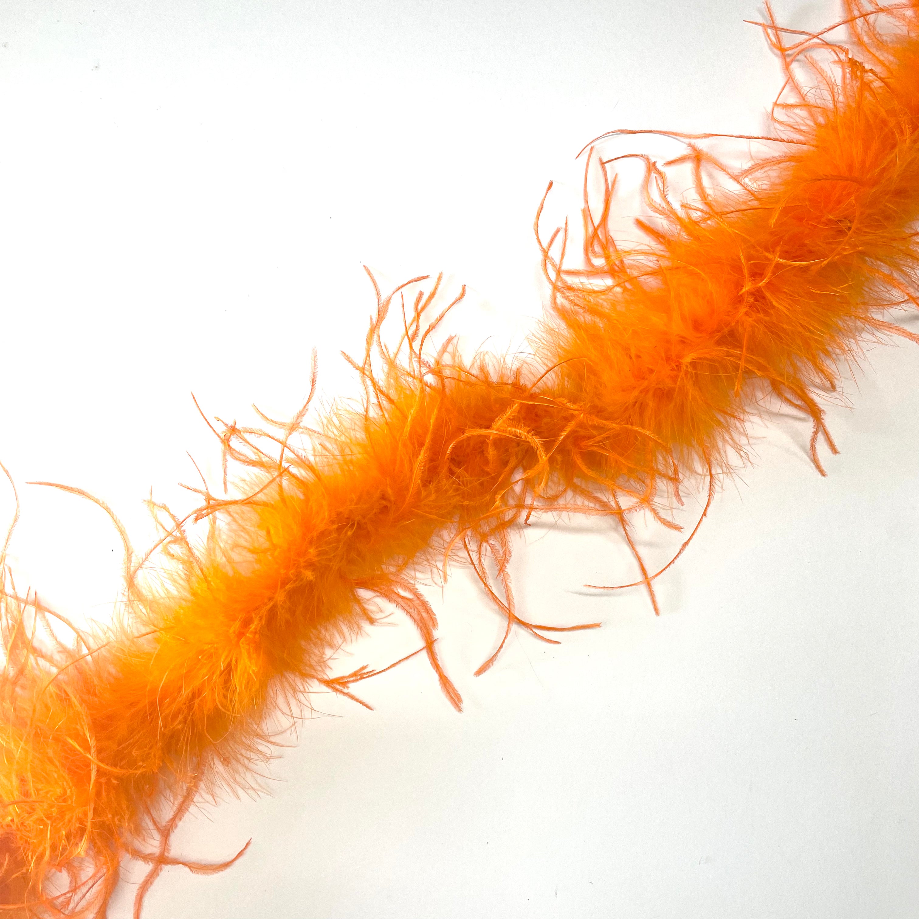 Ostrich & Marabou Feather Boa Trim per 10cm - Orange