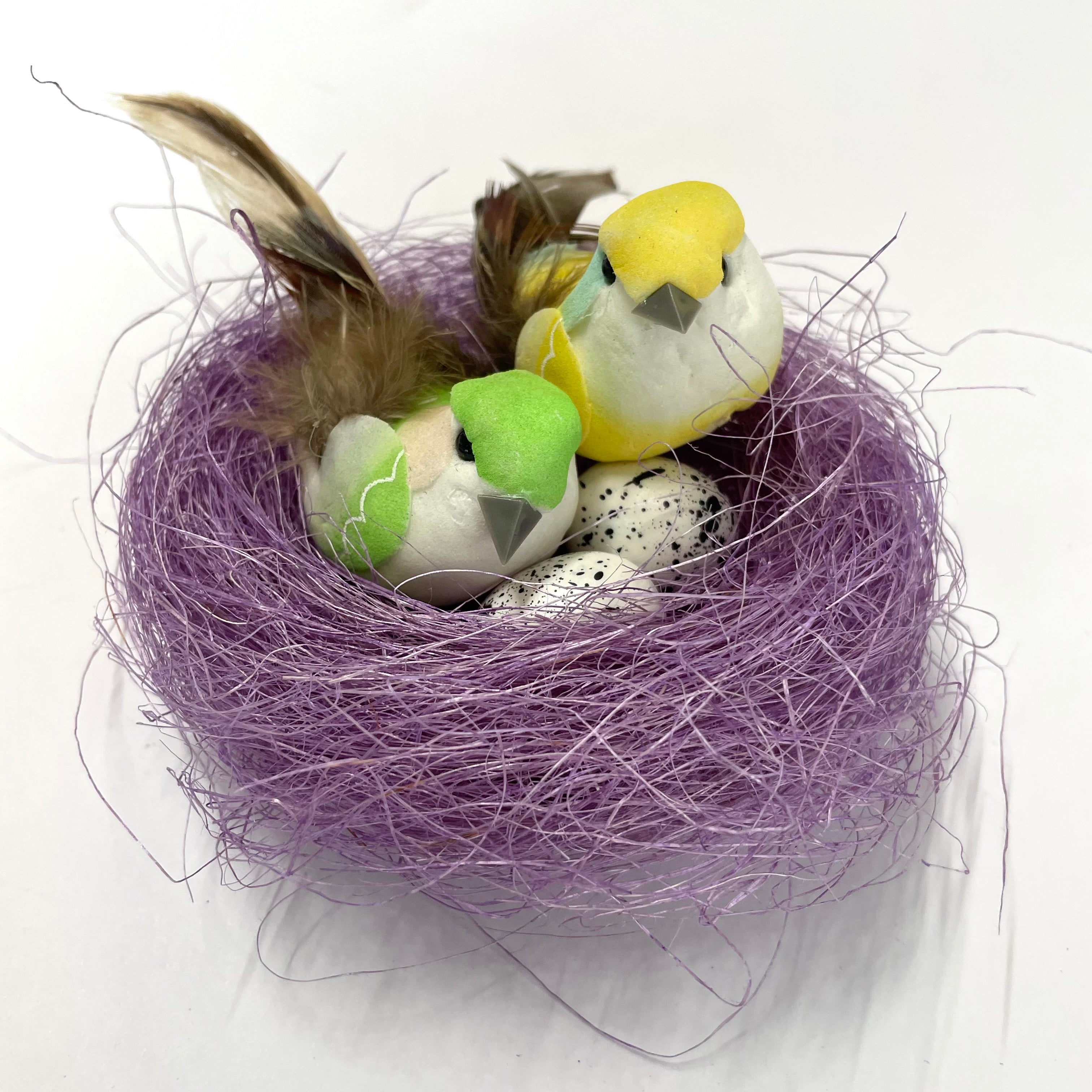 Artificial Easter Mini LINEN Bird Nest - Purple