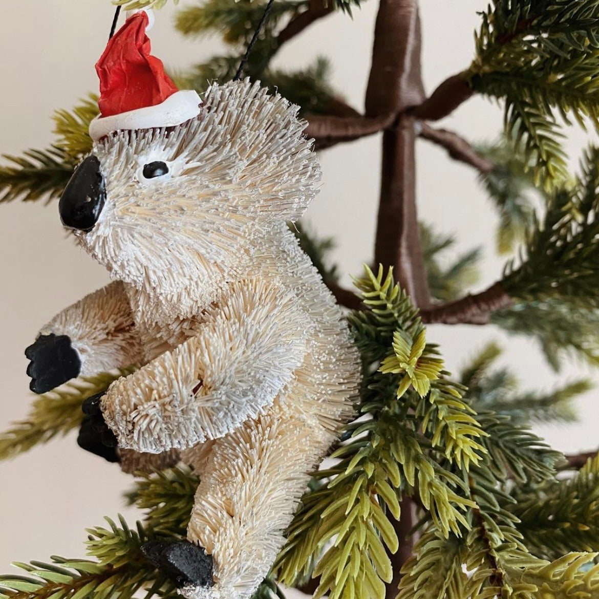 Christmas Tree Ornament Decoration Australian Native - Koala with Santa Hat