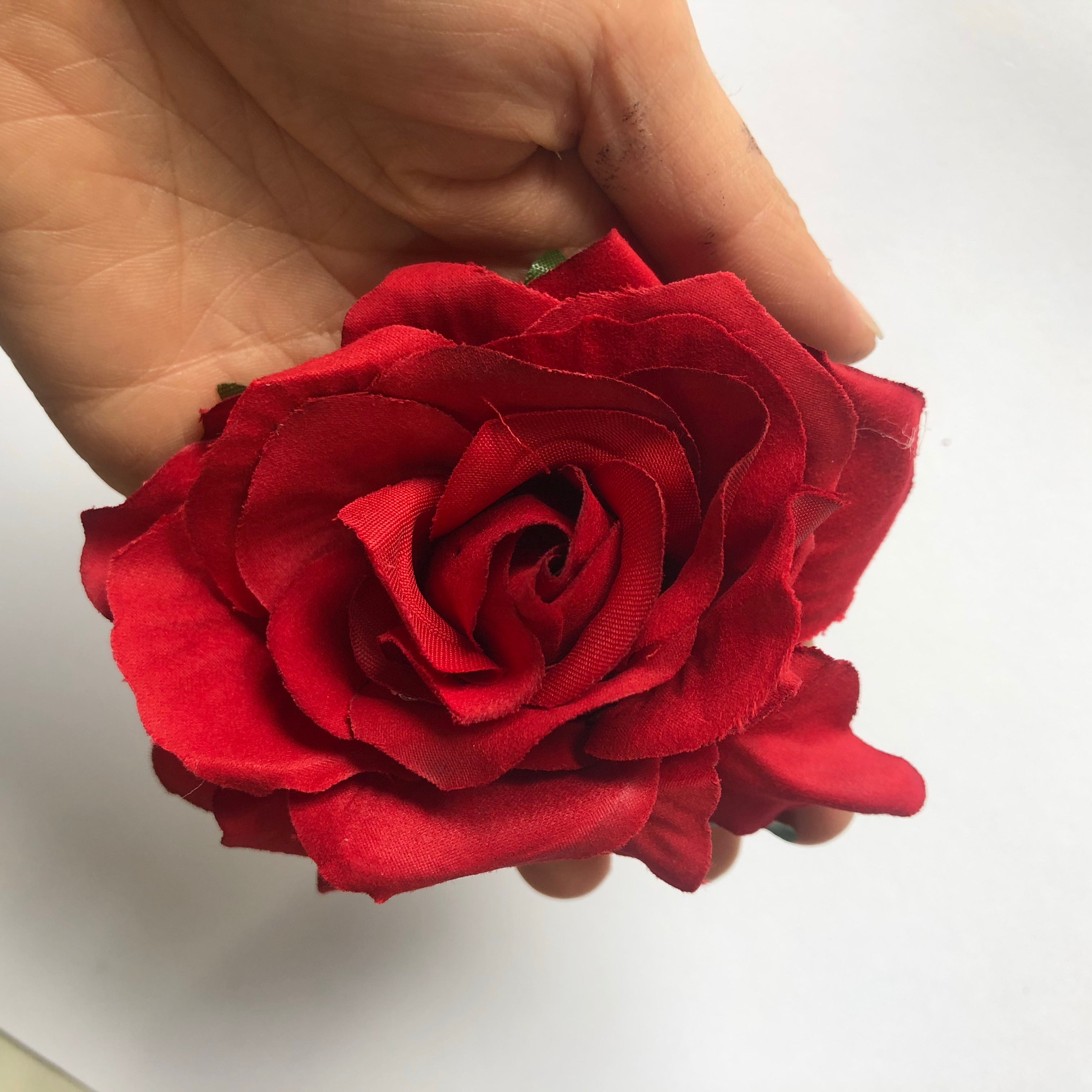 Artificial Silk Flower Head - Red Rose Style 12 - 1pc