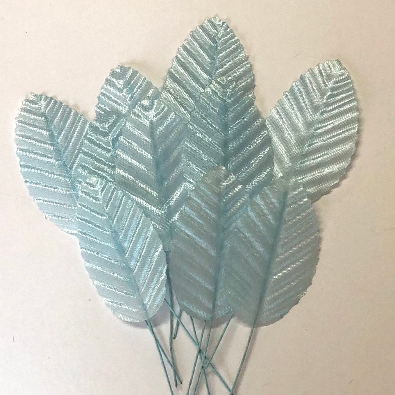 Artificial Satin Wired Leaves - Light Blue