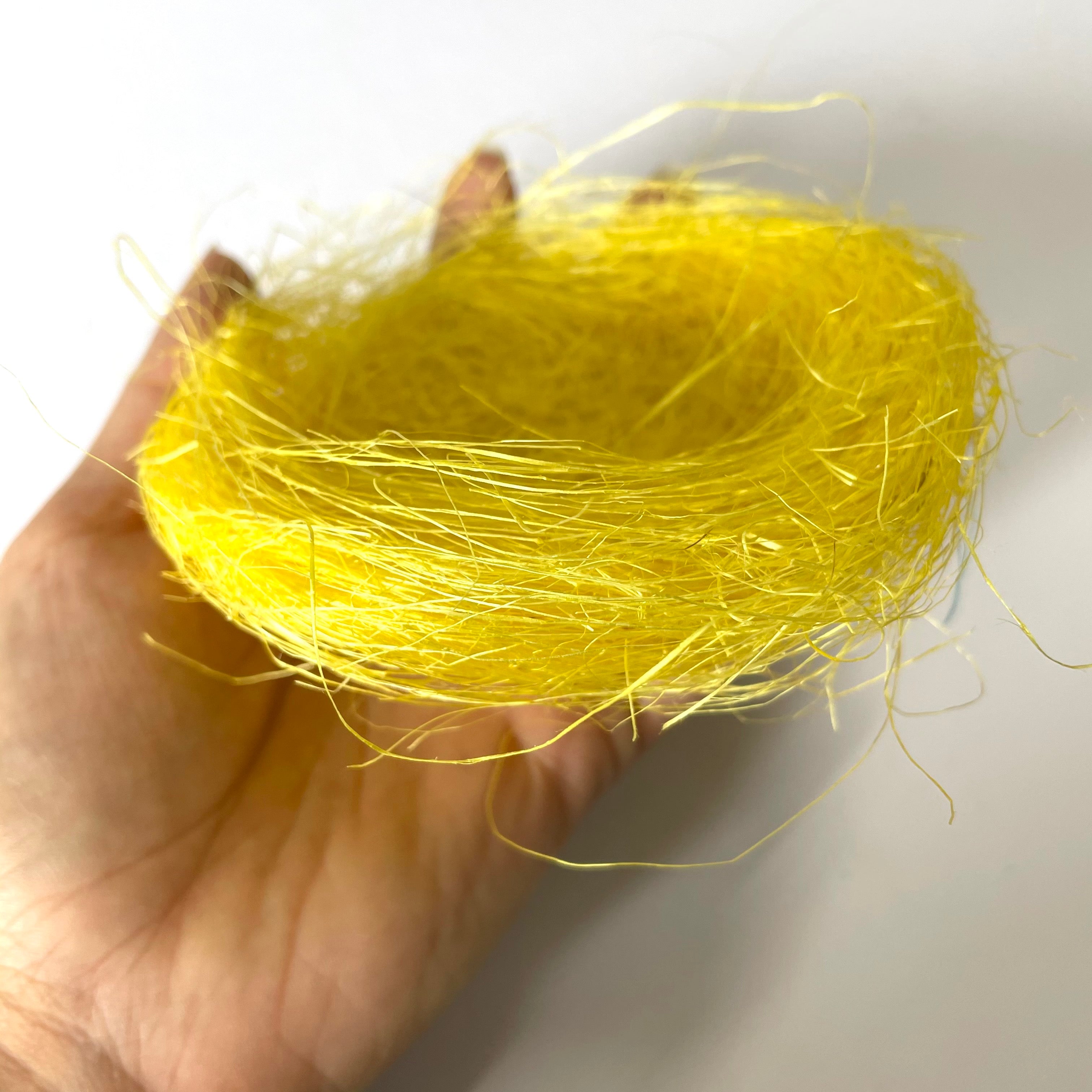 Artificial Easter Mini LINEN Bird Nest - Yellow