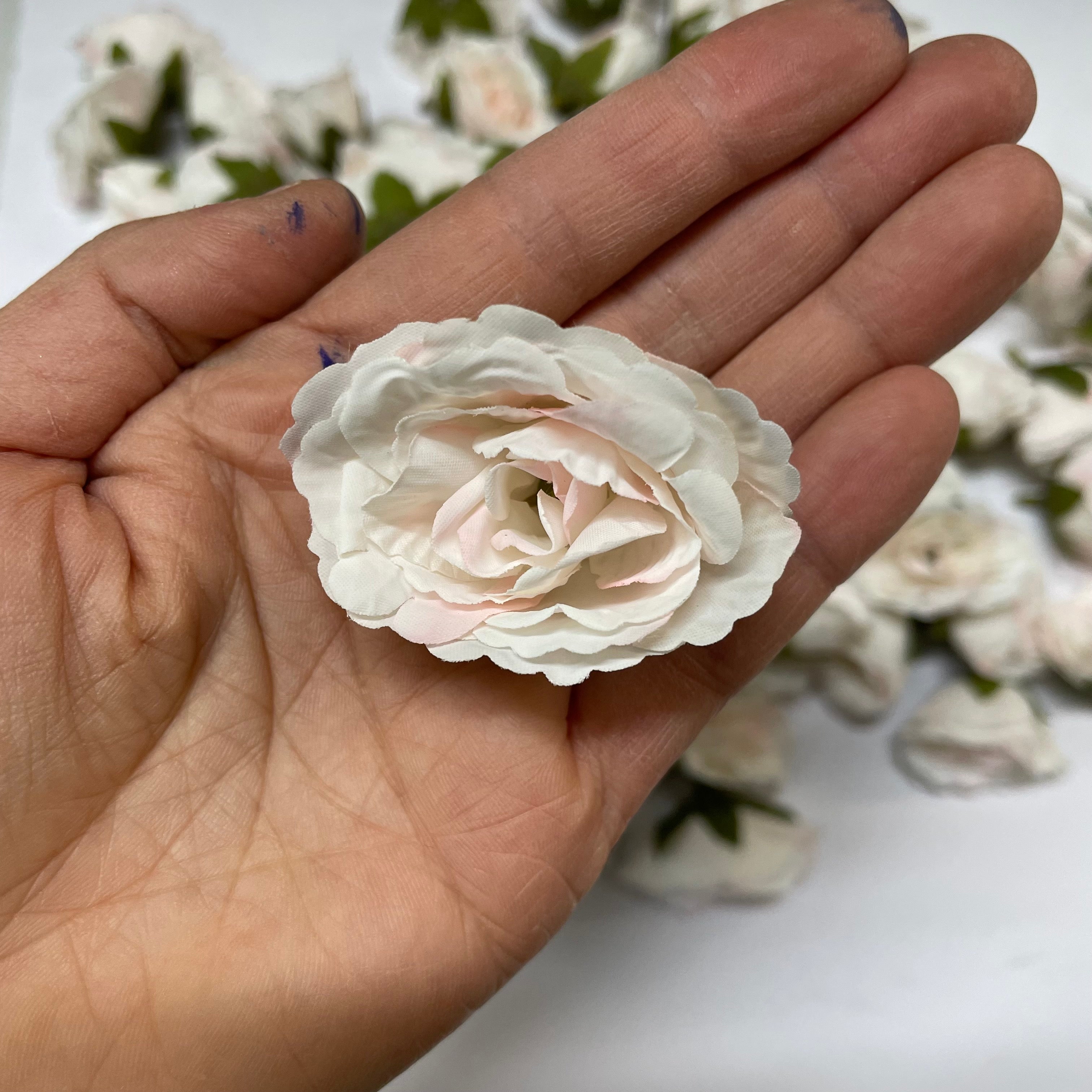 Artificial Silk Flower Heads -Pale Light Pink Rose Style 61 - 5 Pack