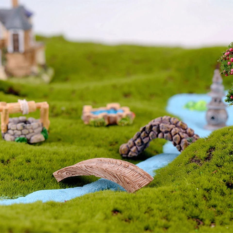 Fairy Garden Terrarium Miniature Micro Landscape Wooden Bridge