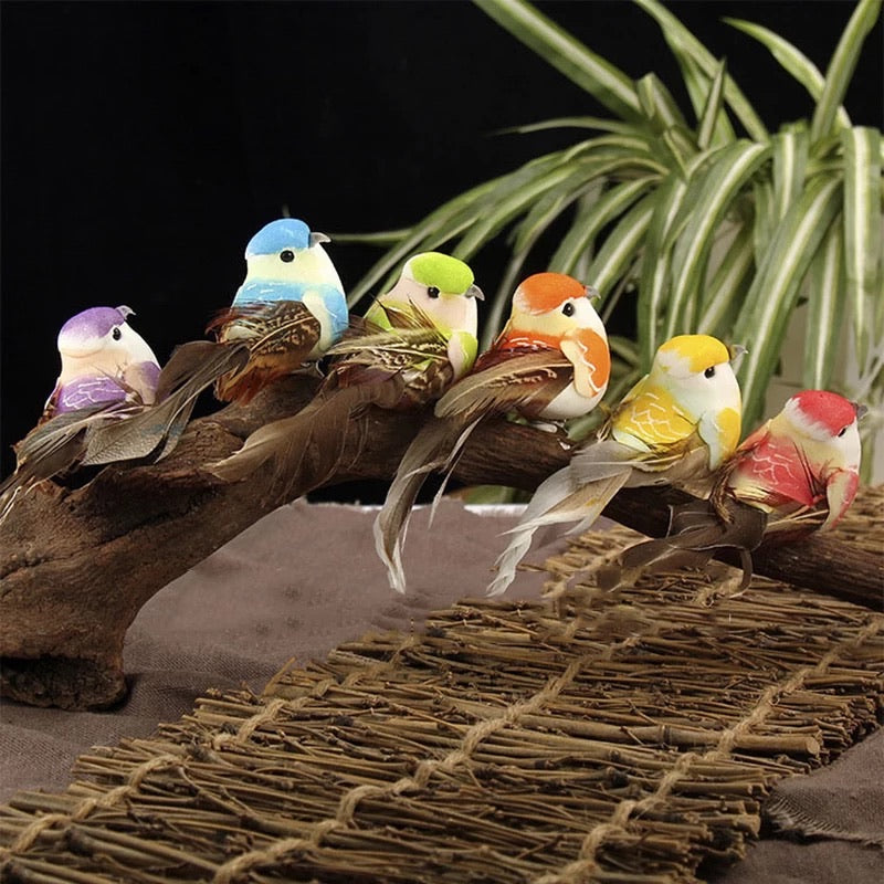 Artificial Realistic Decorative Colourful Foam Feather Birds x 6pcs (Style 5)