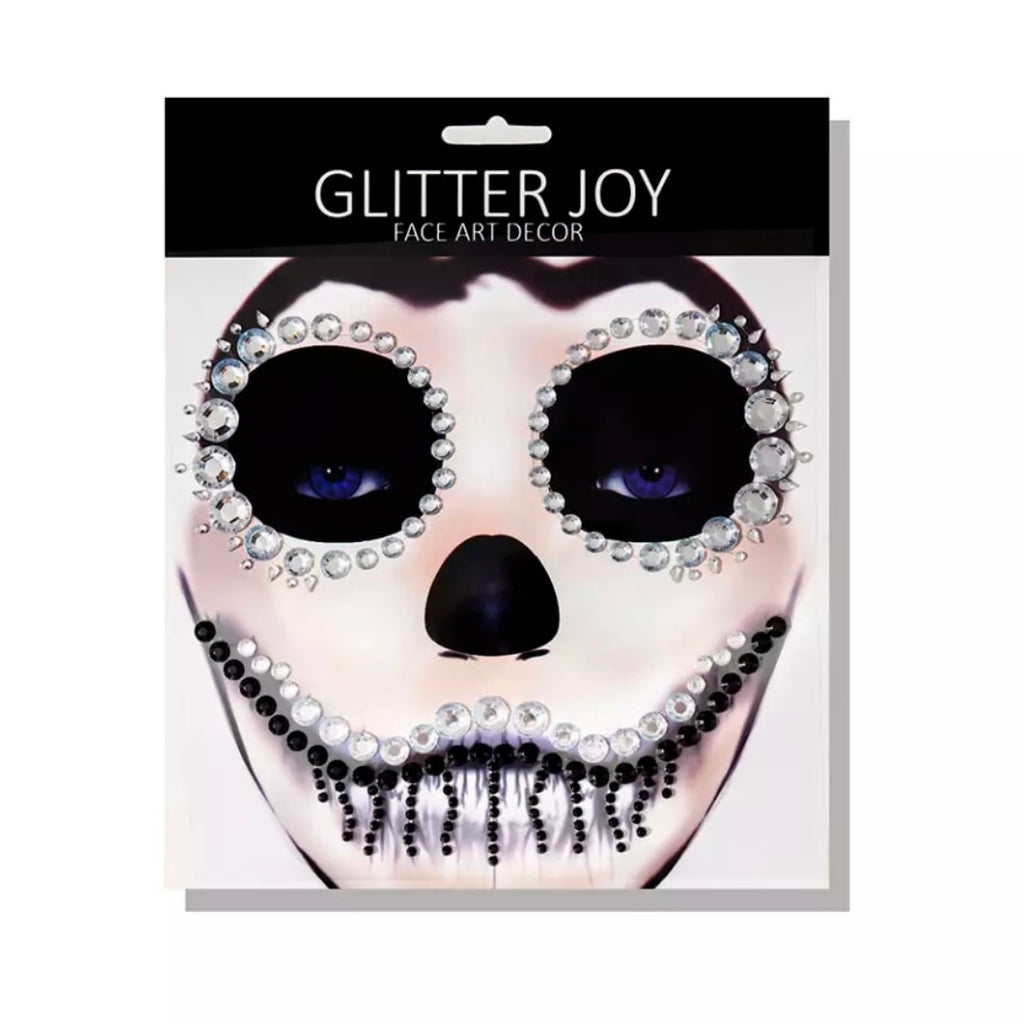 Sugar Skull Adhesive Face Jewels Sticker - hot Gold