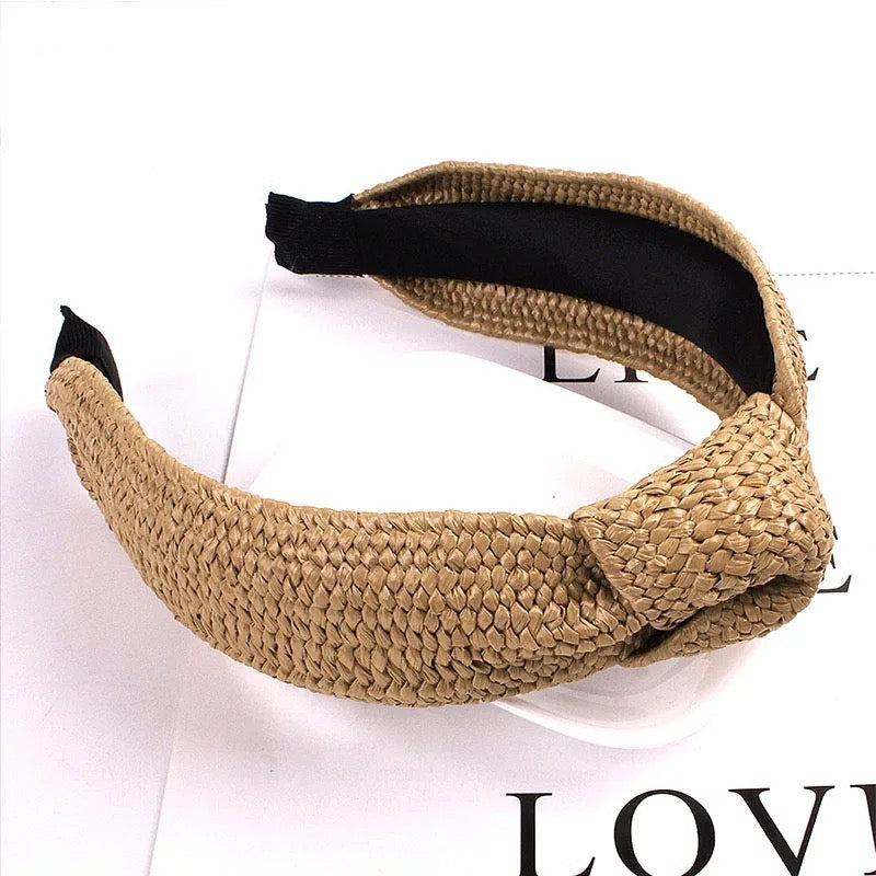 Woven Knot Rattan Headband Style 2 - Natural