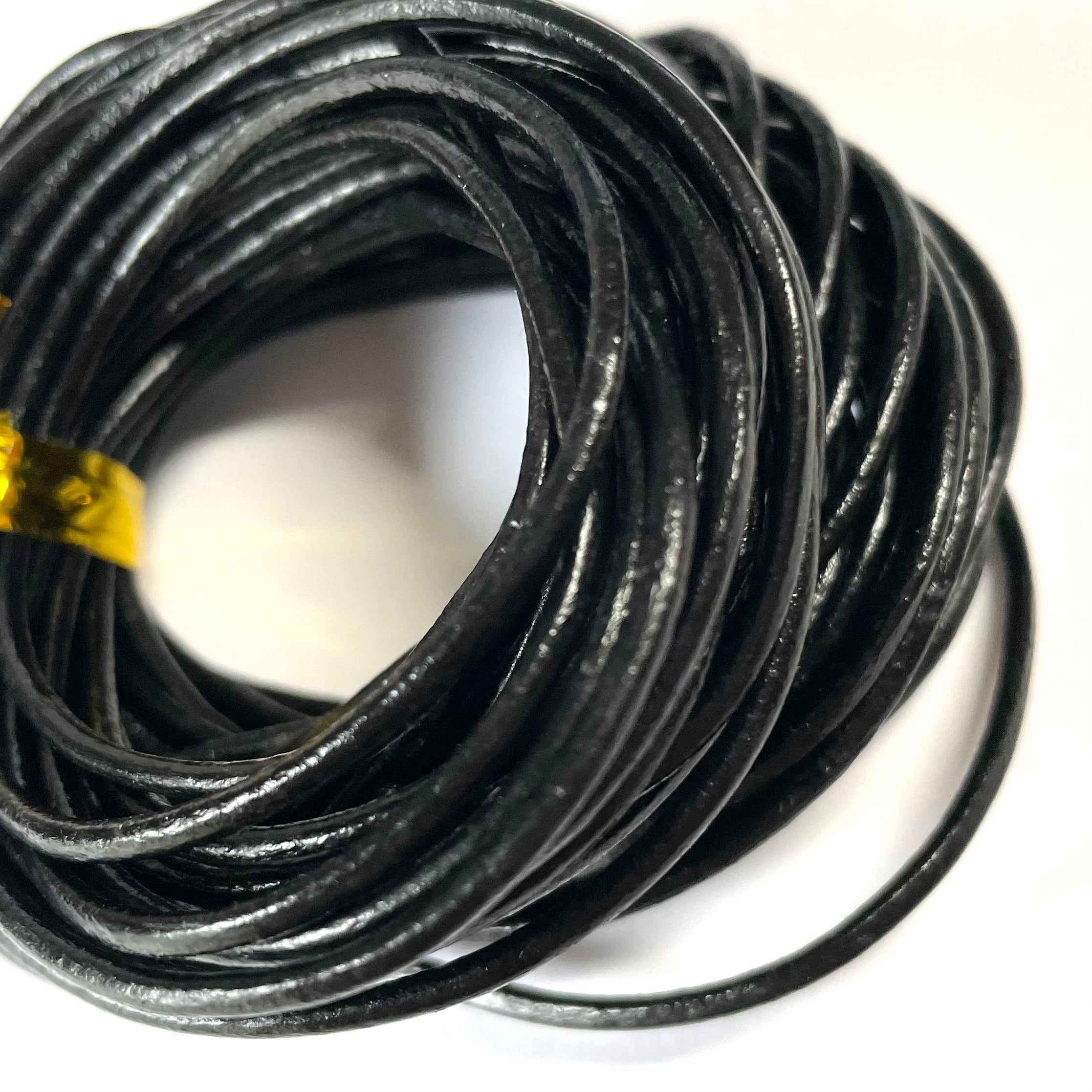 Natural Genuine Leather Cord per 10mtrs - Black 2mm