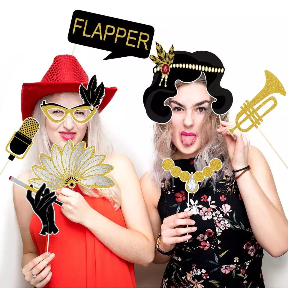 Great Gatsby 1920's Flapper Photo Booth Party Props - 20pcs