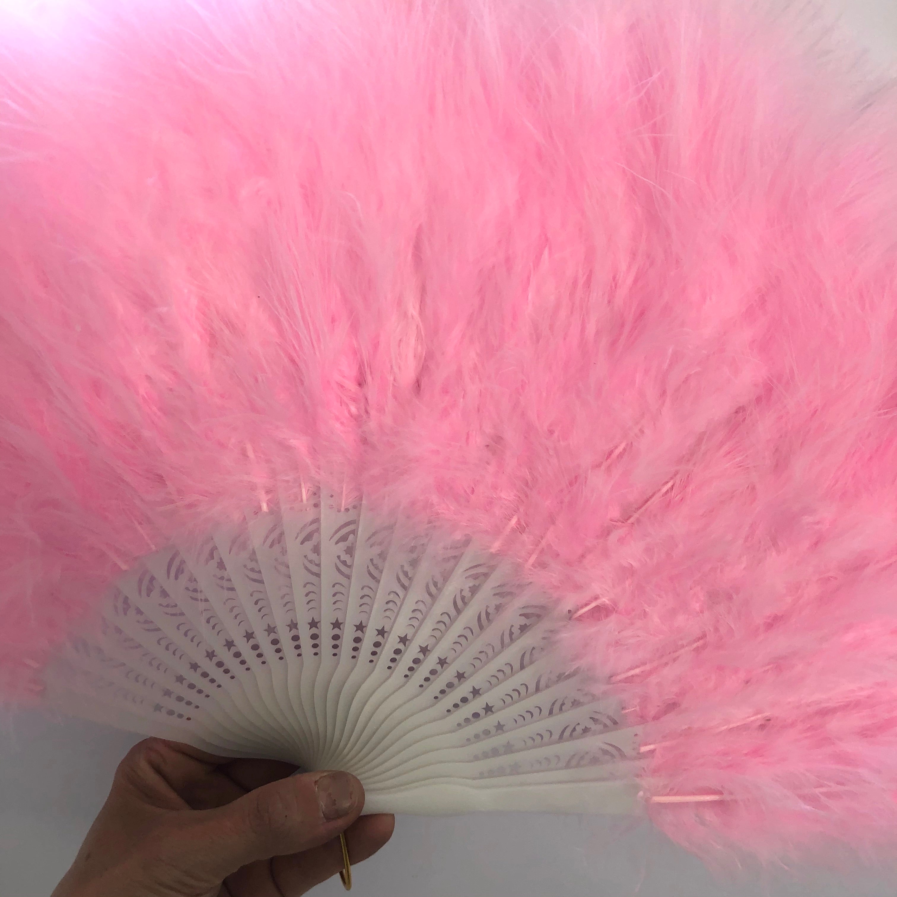 Marabou Large Deluxe Dainty Feather Fan -  Pink (Style 1)