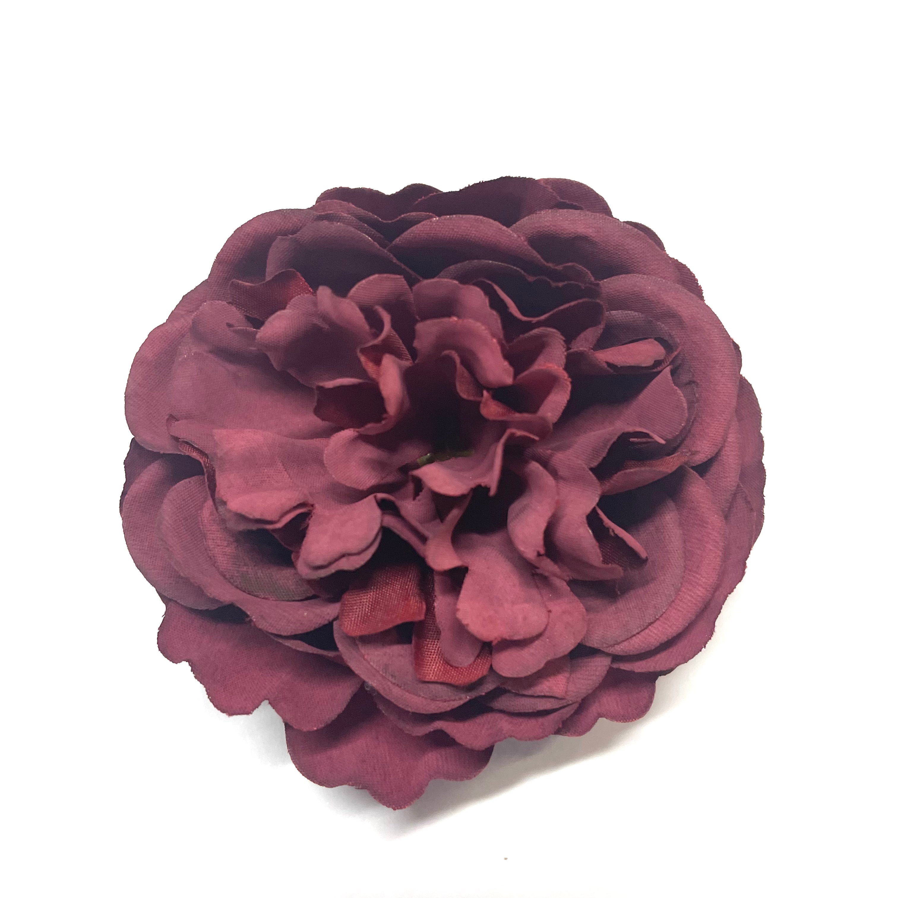Artificial Silk Flower Head - Burgundy Rose Style 60 - 1pc