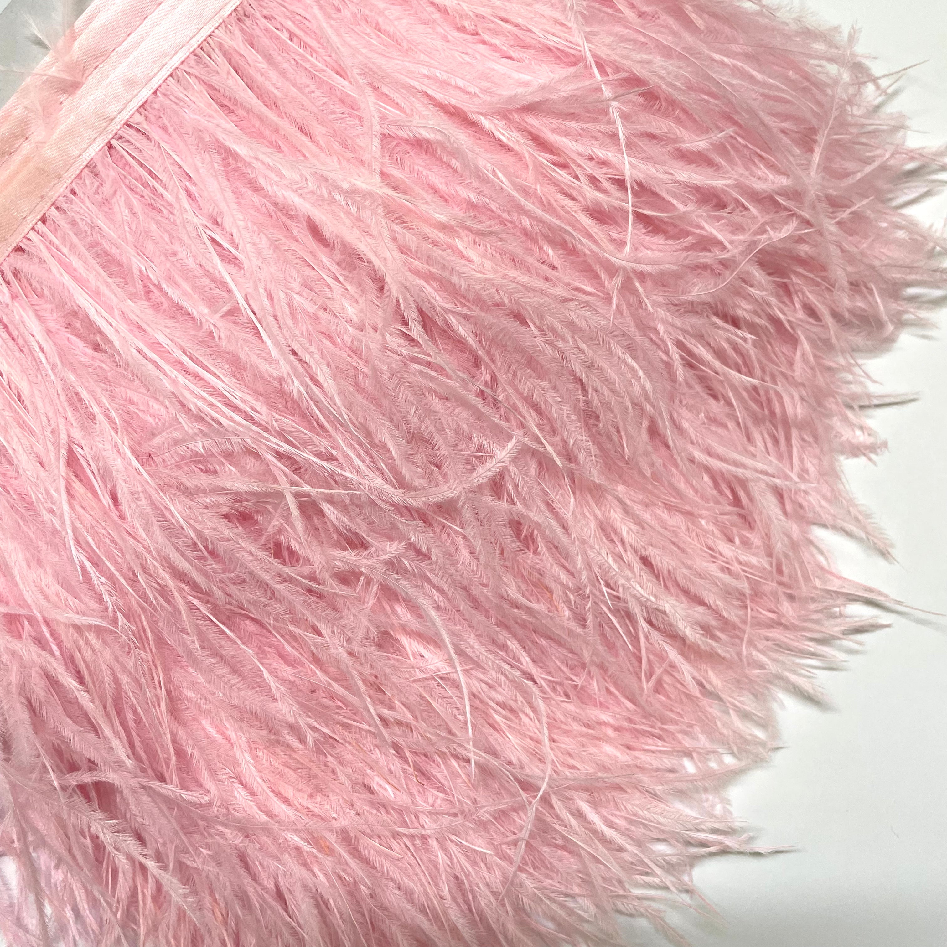 Ostrich Feathers Strung per metre - Pink