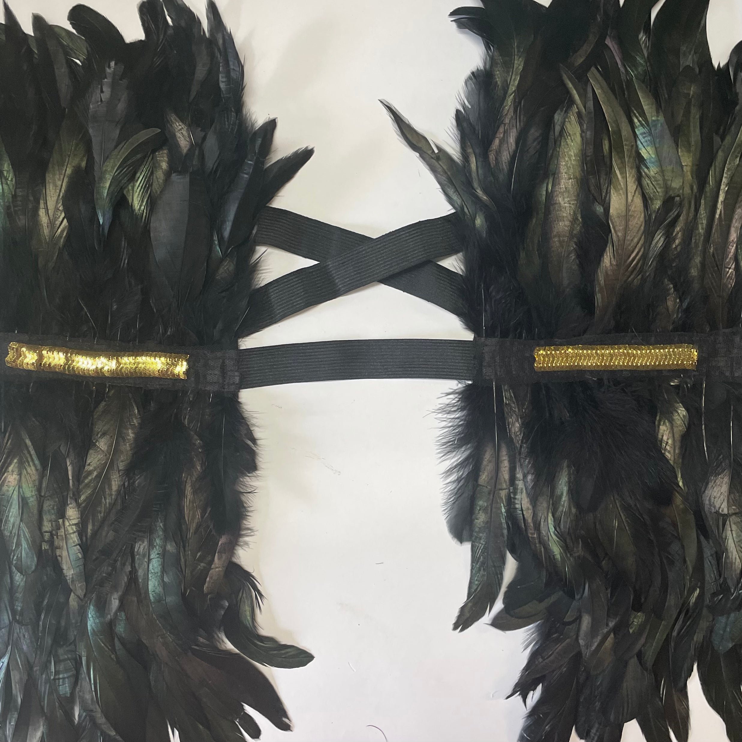 Victorian Cosplay Goth Feather Body Harness - Black (Style 13)