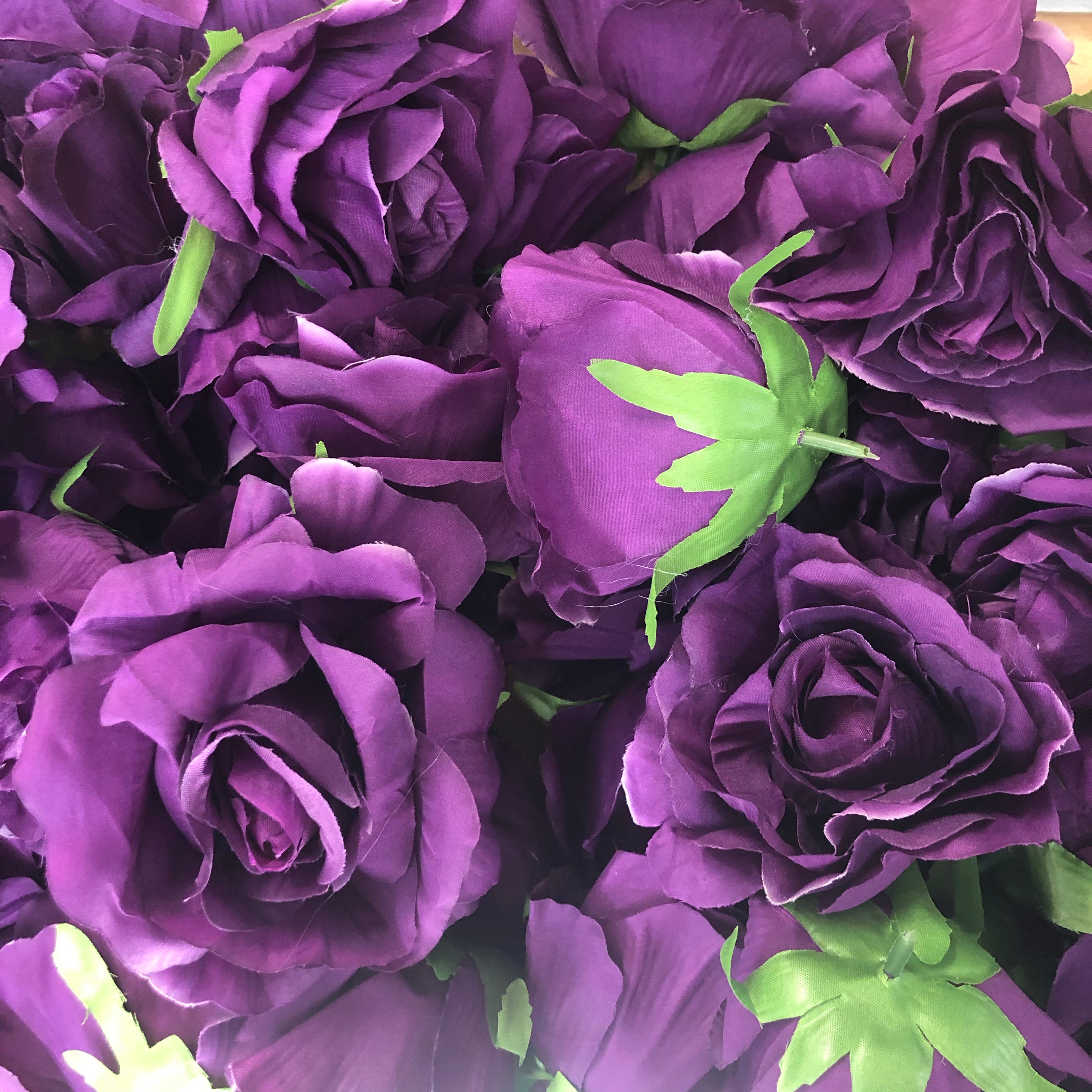 Artificial Silk Flower Head - Purple Rose Style 102 - 1pc