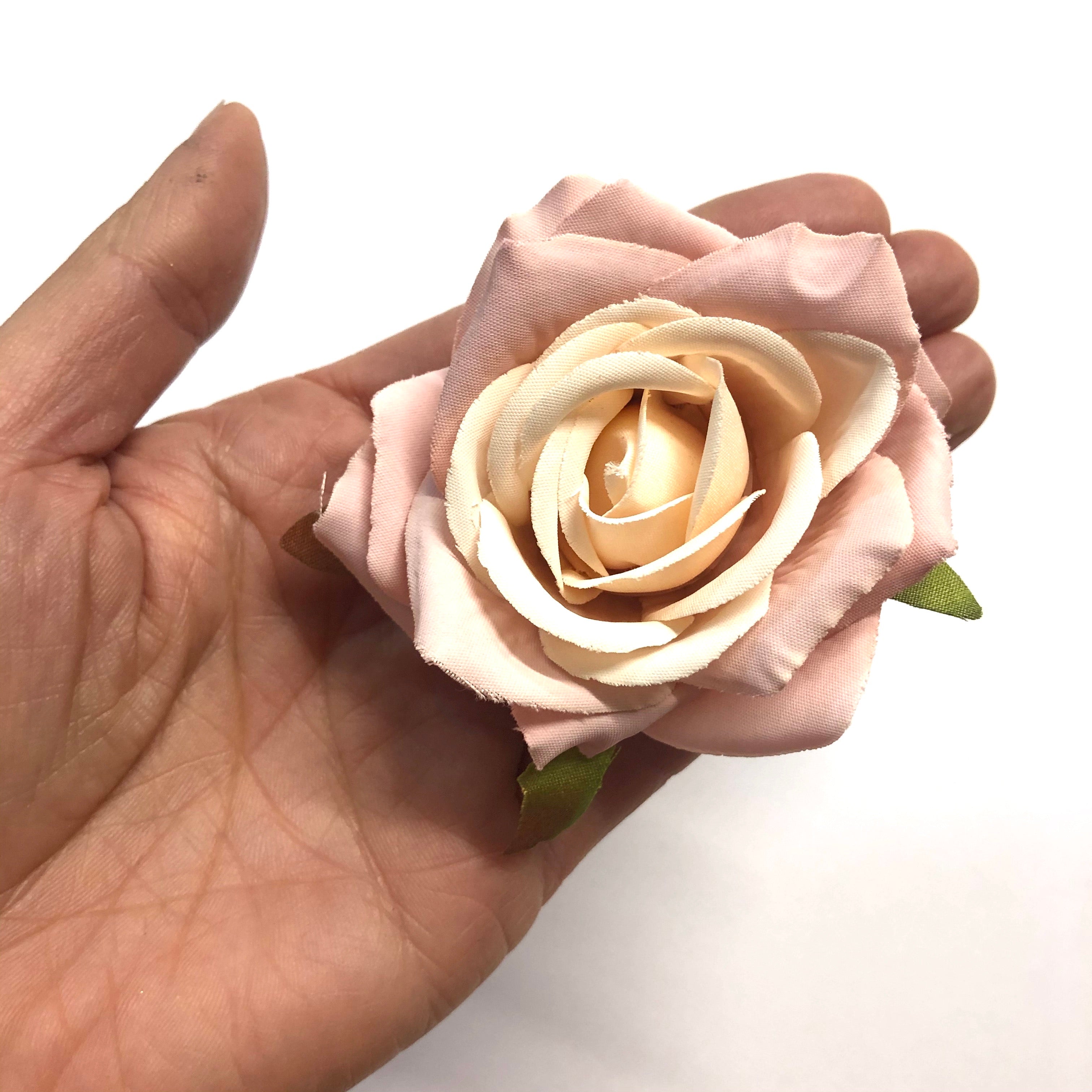 Artificial Silk Flower Heads - Vintage Pink Rose Style 121 - 1pc