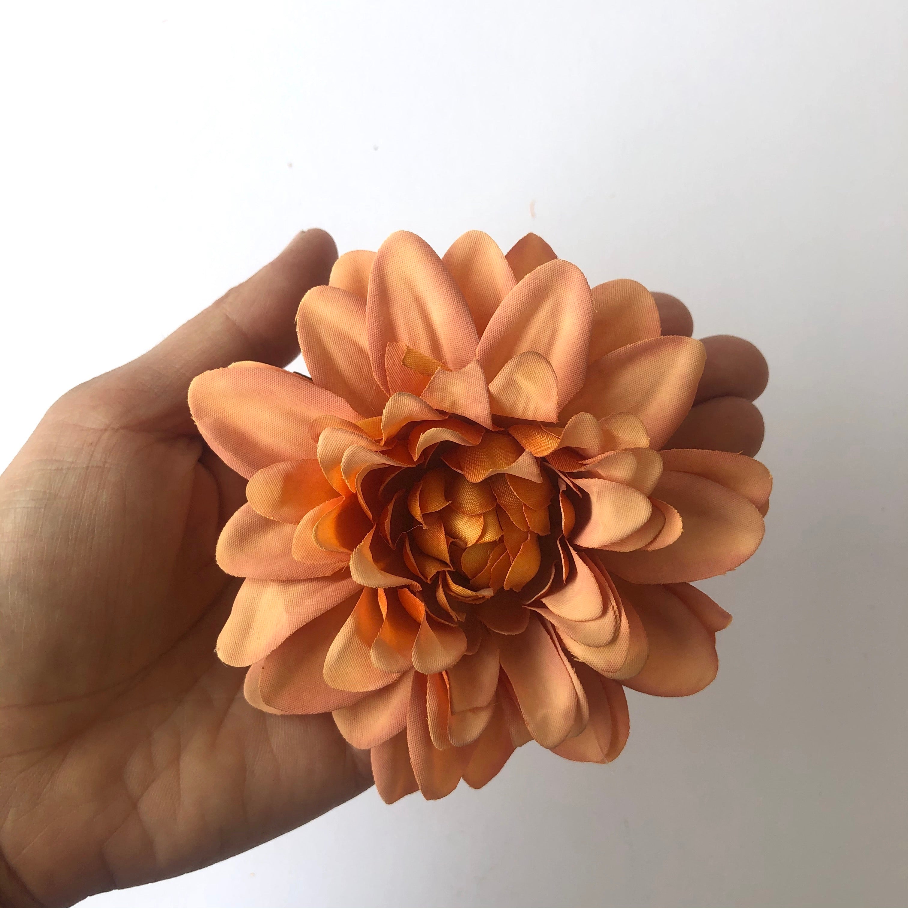 Artificial Silk Flower Heads - Vintage Orange Chrysanthemum Style 15 - 1pc