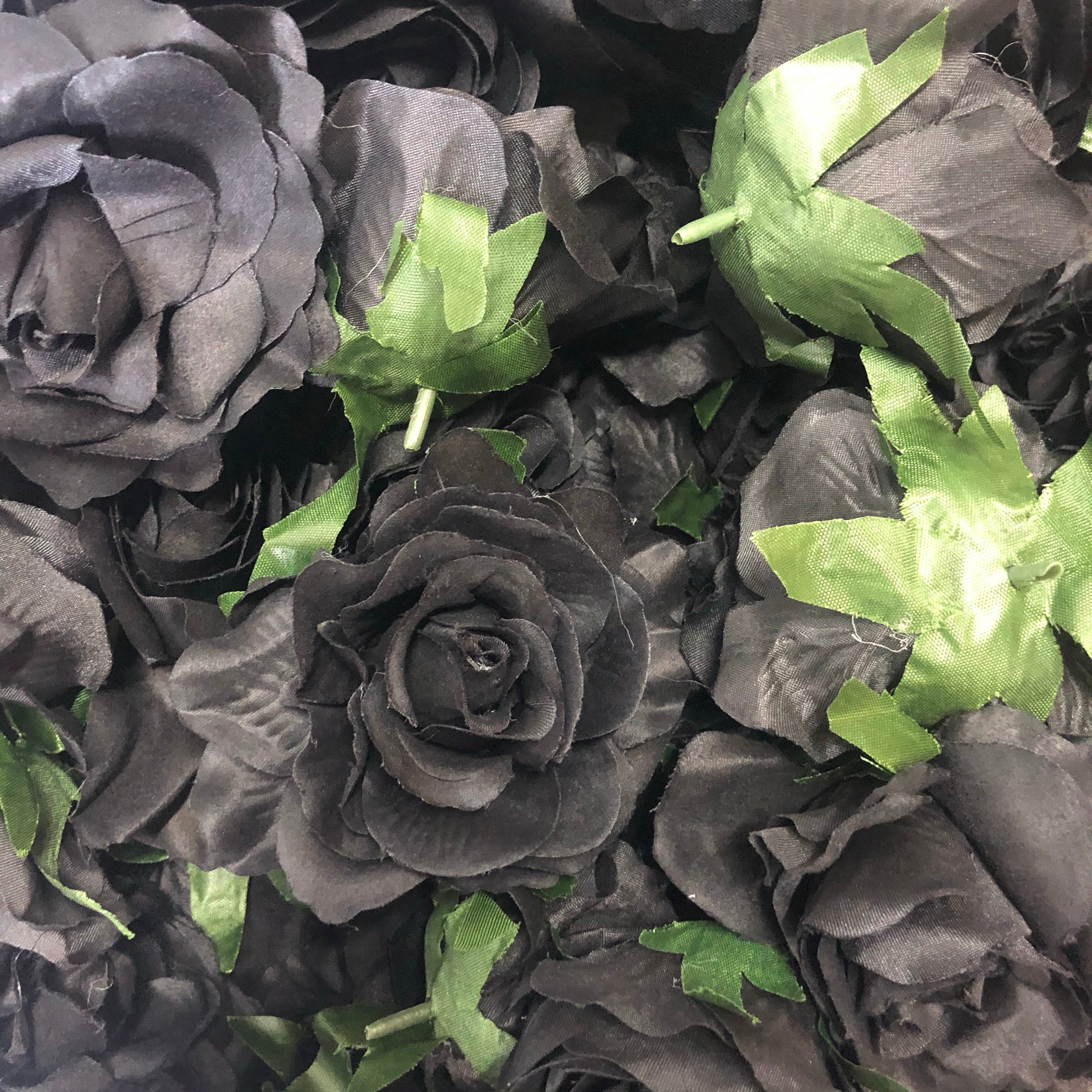 Artificial Silk Flower Heads - Black Rose Style 19 - 1pc