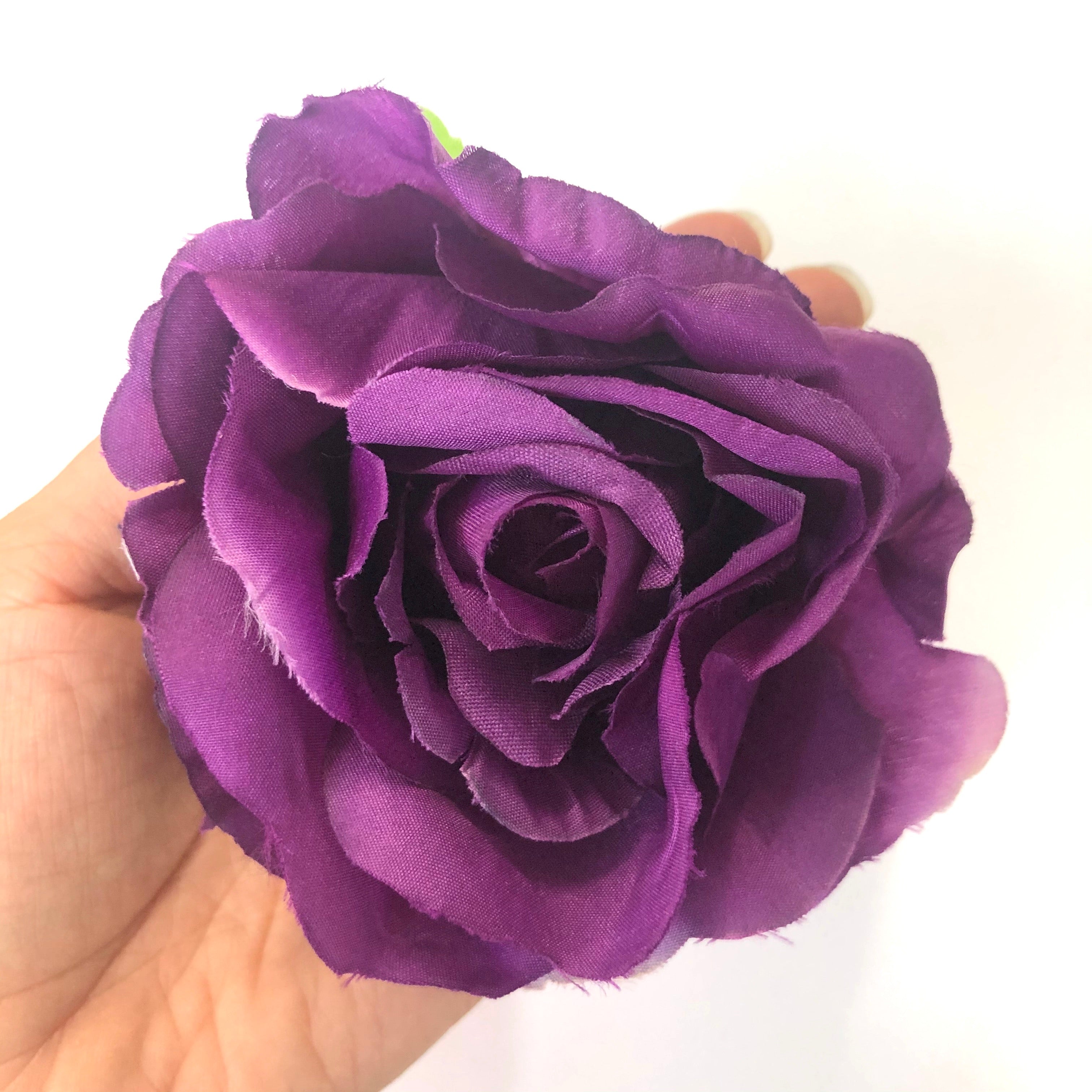 Artificial Silk Flower Head - Purple Rose Style 102 - 1pc