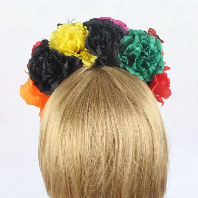 Halloween Mexican Sugar Skull Frida Floral Flower Headband - Style 1