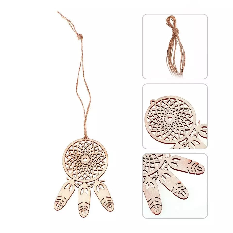 Laser Cut Unfinished Wooden Mini Dreamcatcher  x 10 pcs