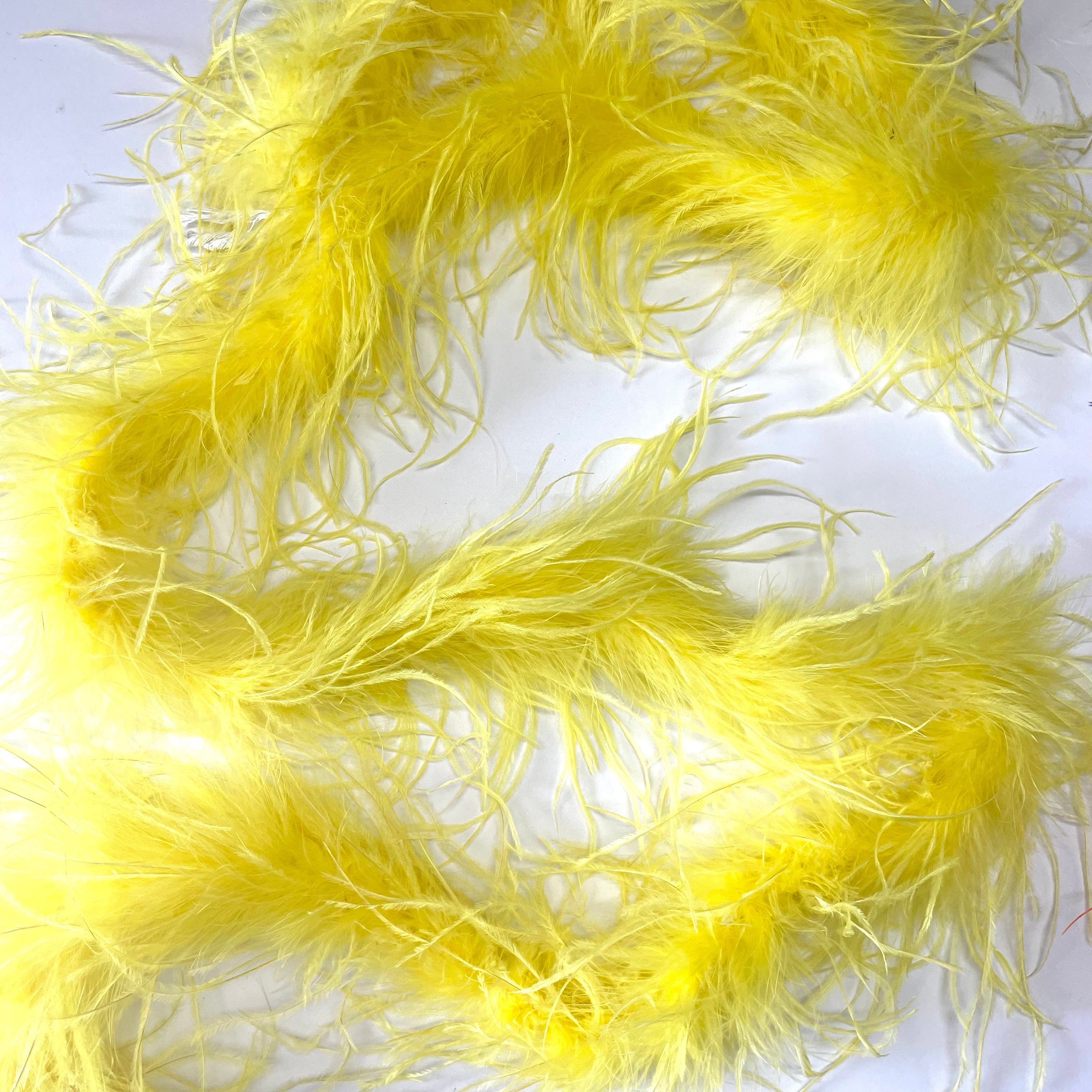 Ostrich & Marabou  Feather Boa Trim per 10cm - Yellow