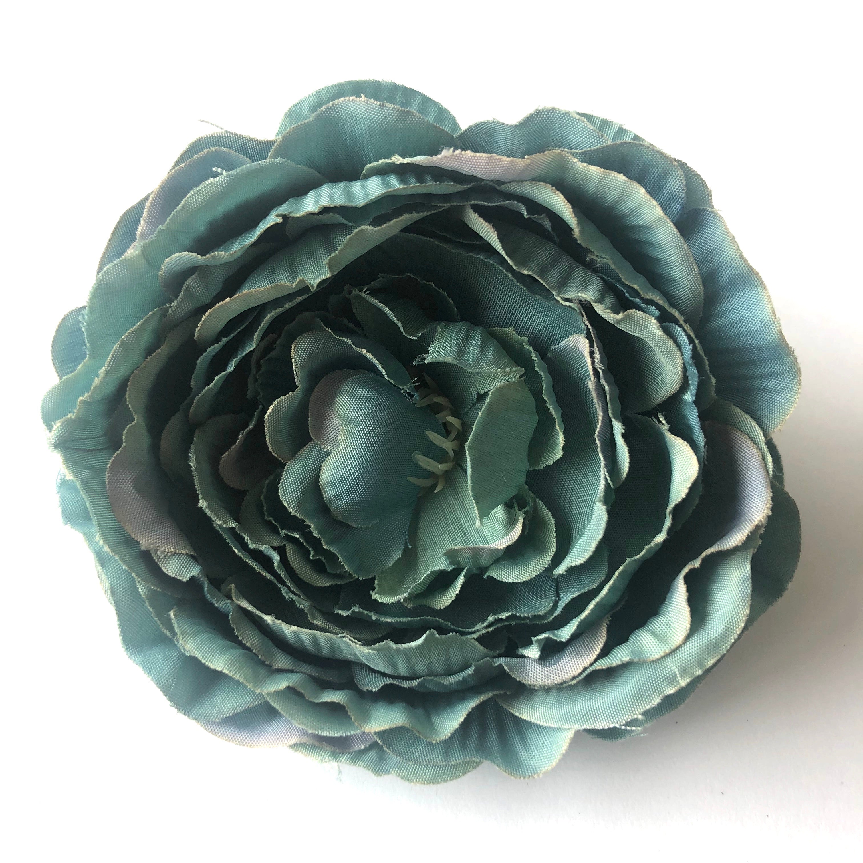 Artificial Silk Flower Head - Dusty Teal Rose Style 9 - 1pc