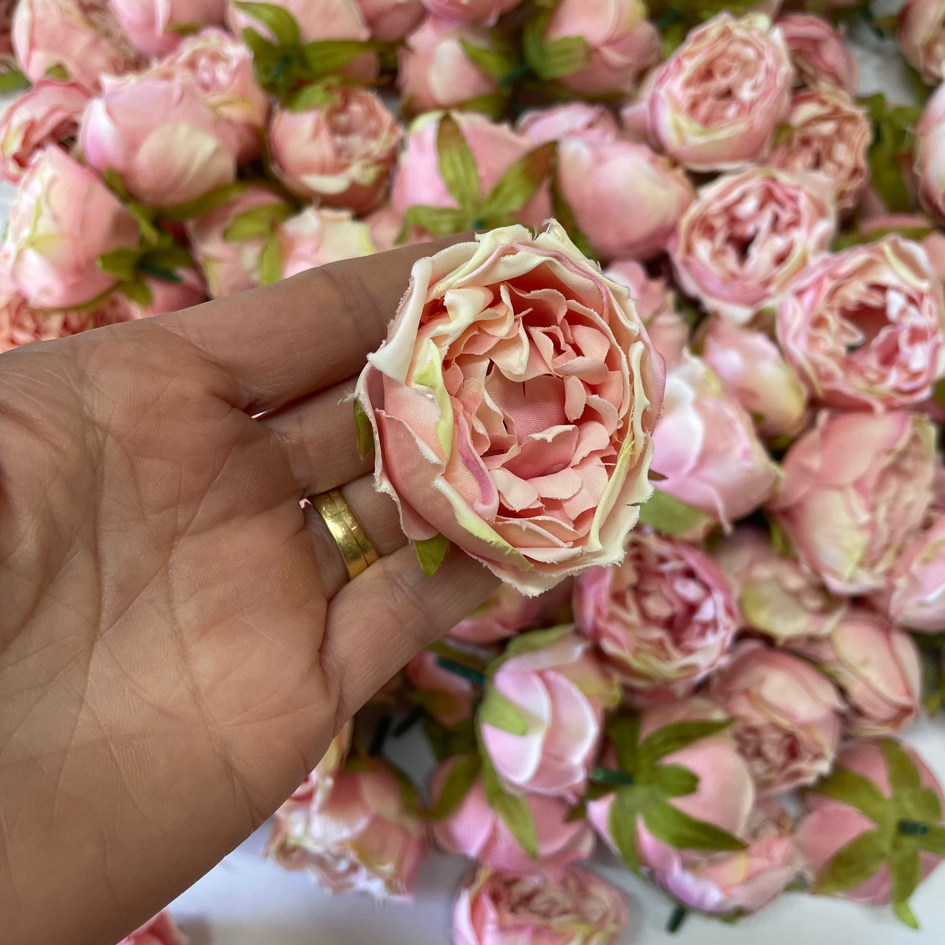 Artificial Silk Flower Heads - Light Pink Rose Style 64 - 5 Pack