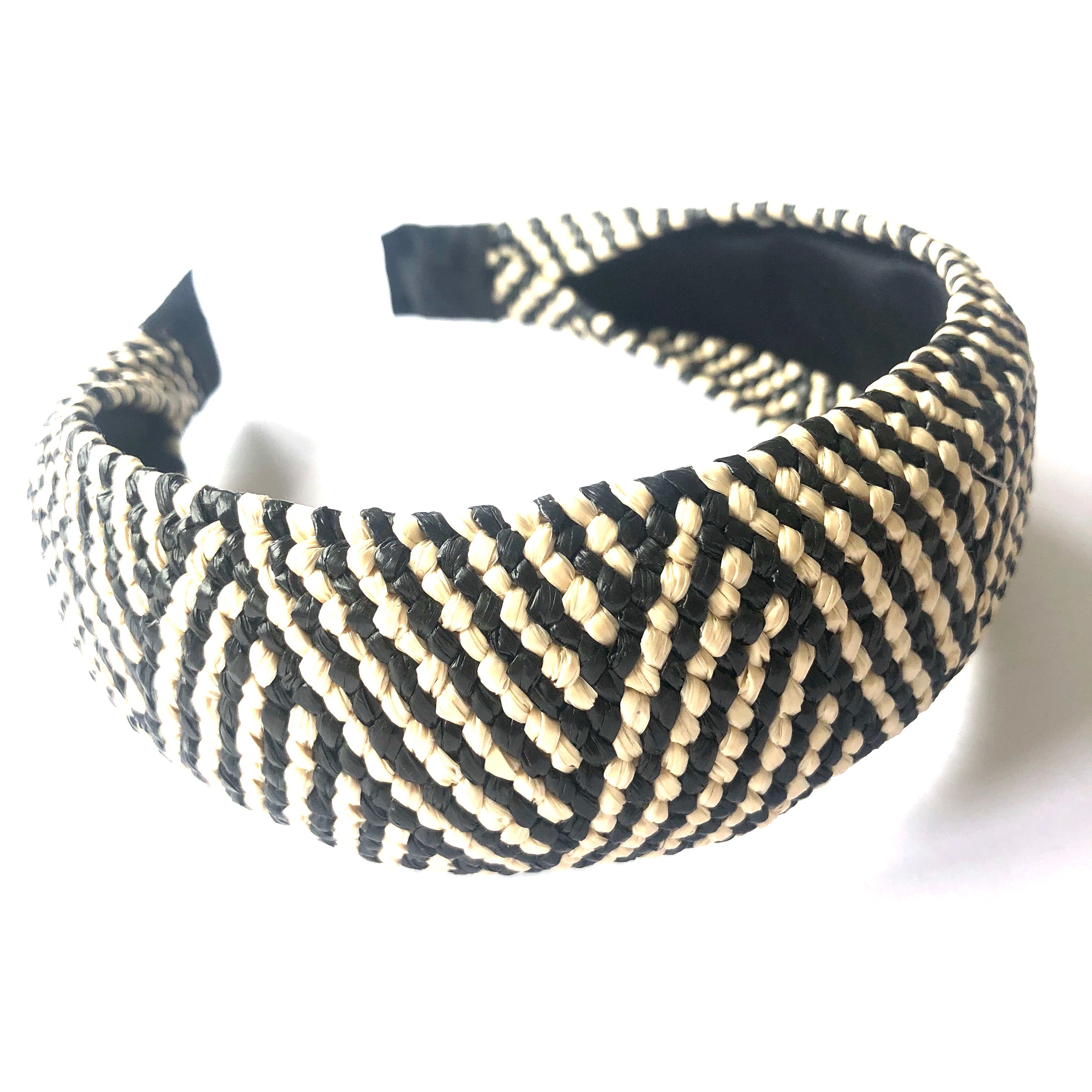 Woven Rattan Headband Style 3 - Black & White