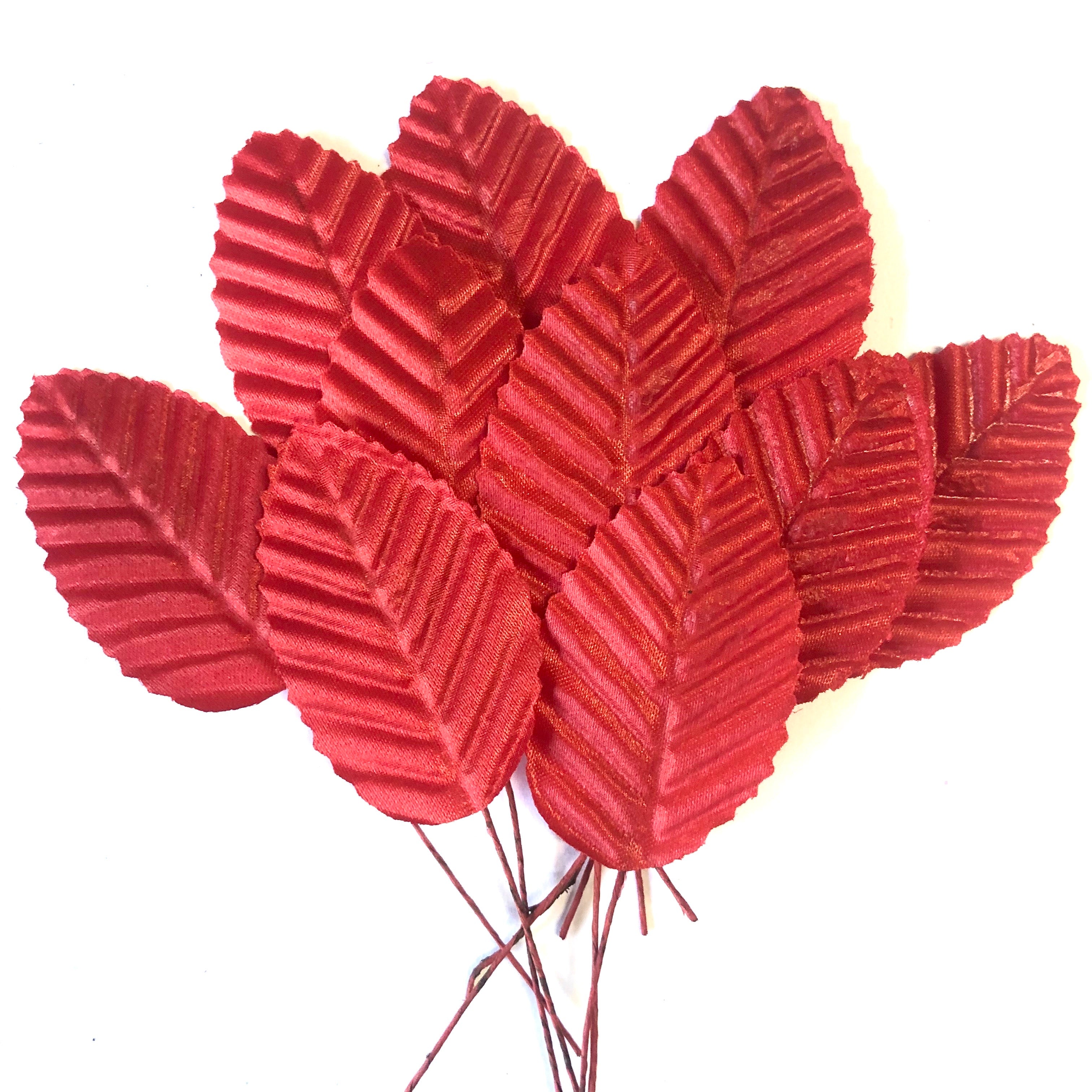 Artificial Satin Wired Leaves - Red ((SECONDS))