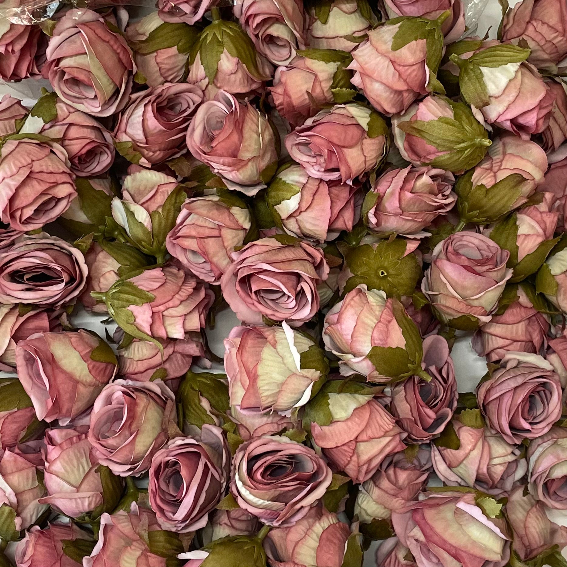 Artificial Silk Flower Heads - Vintage Mauve Rose Bud Style 106 - 5 Pack