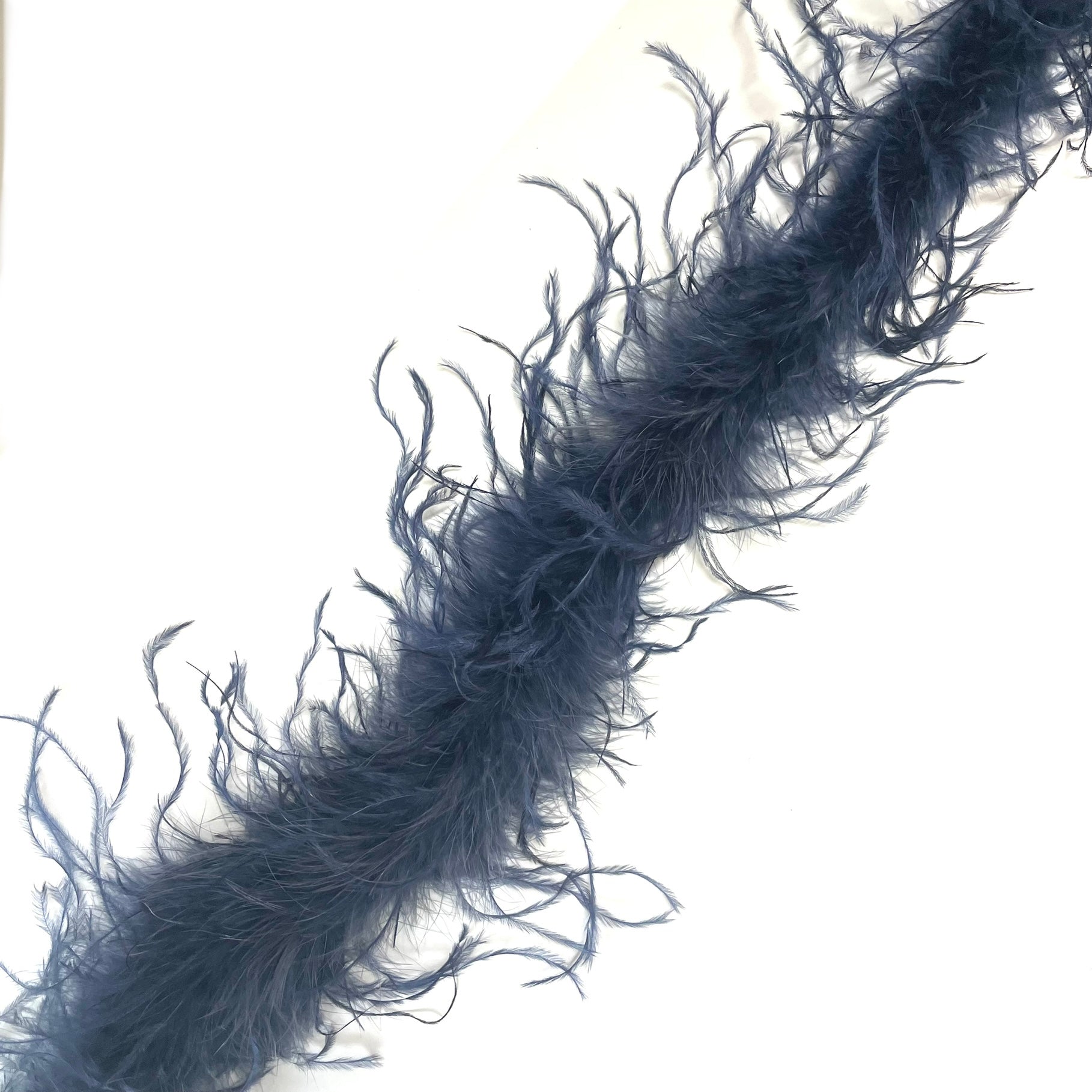 Ostrich & Marabou  Feather Boa Trim per 10cm - Navy Blue