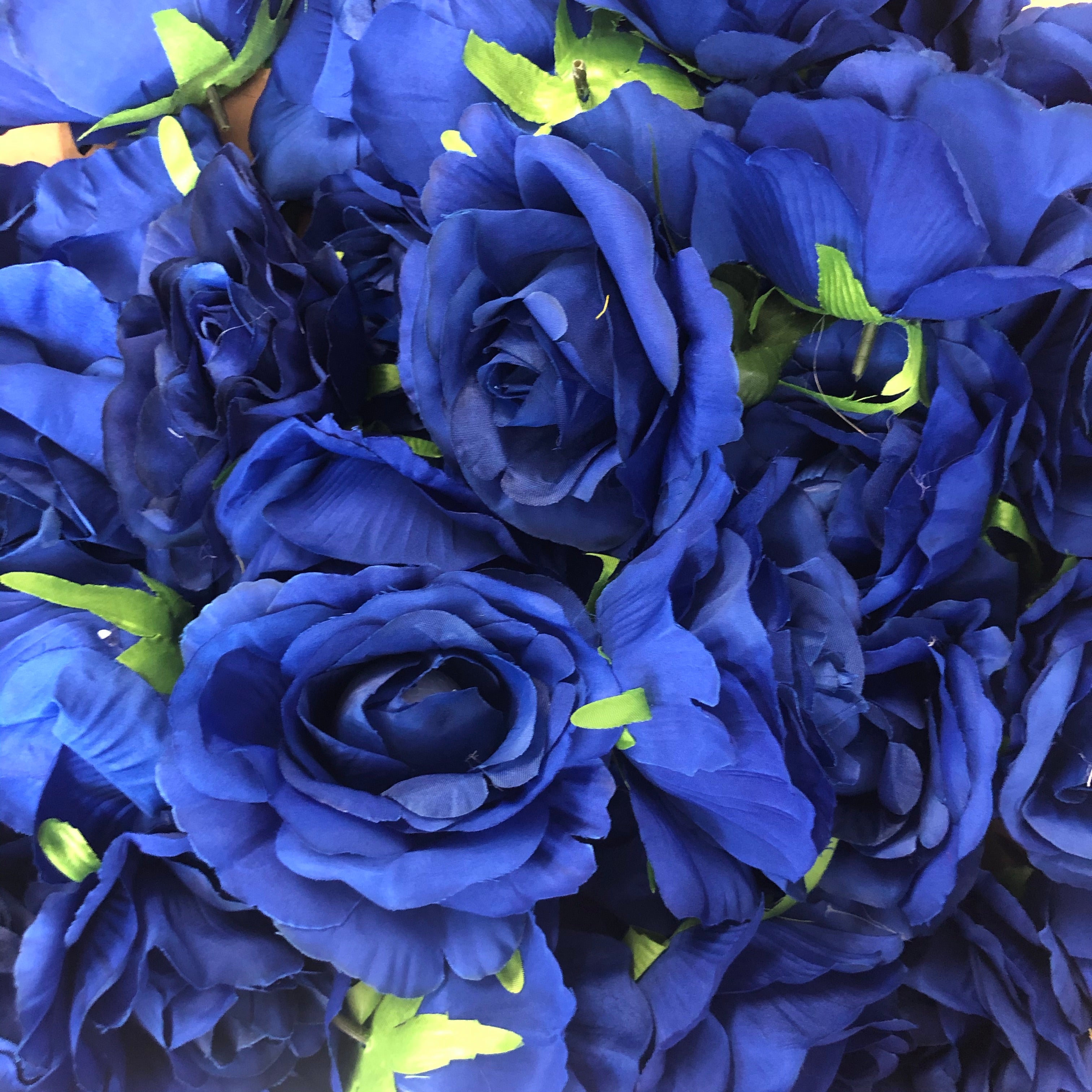 Artificial Silk Flower Head - Royal Blue Rose Style 117 - 1pc