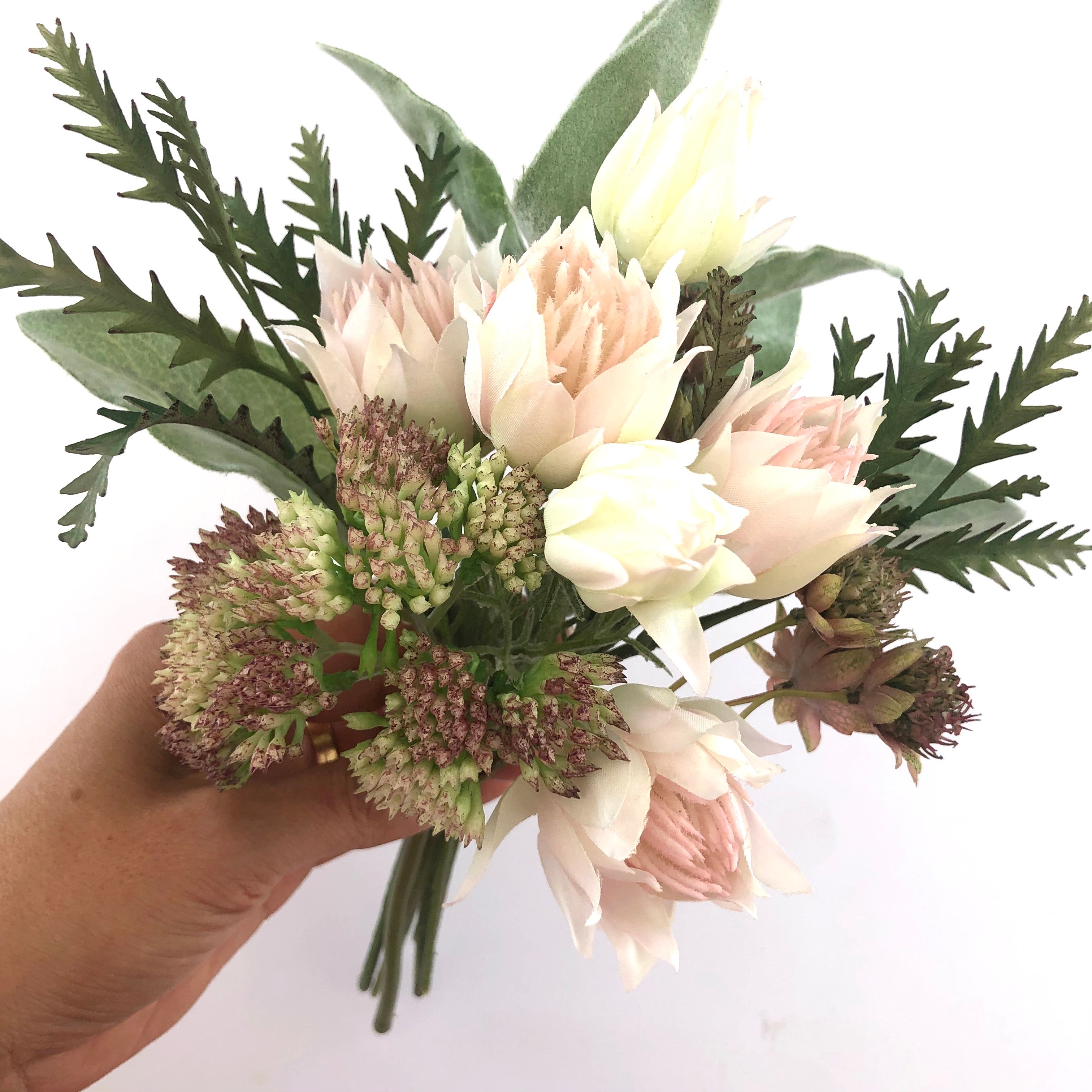 Artificial Silk Australian Native Blushing Bride Stonecrop Flower Stem Bouquet - Light Pink